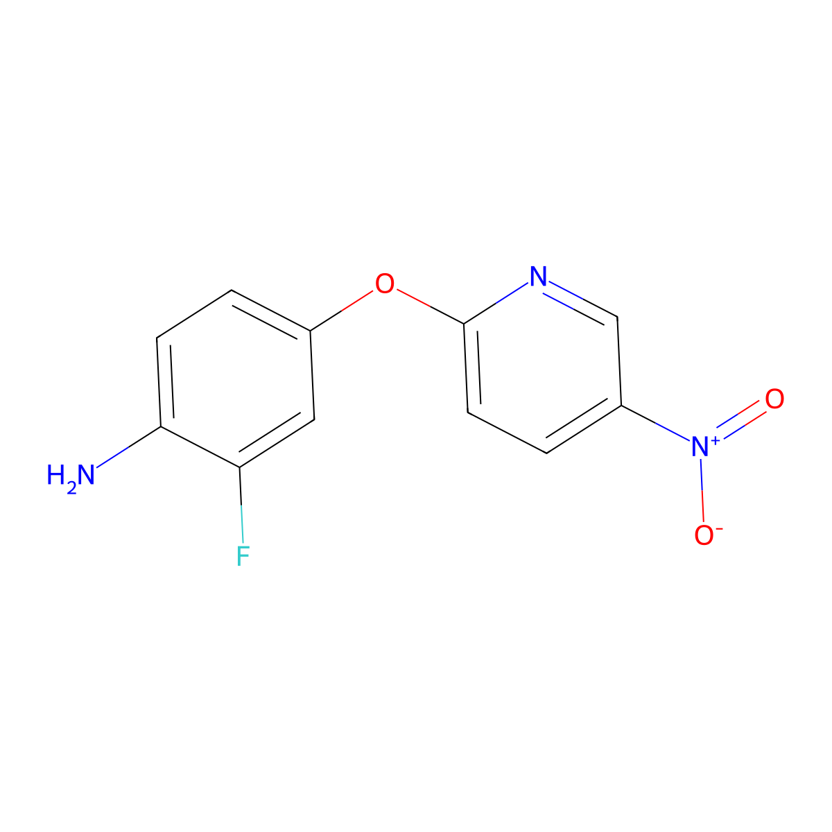 2-Fluoro-4-[(5-nitro-2-pyridinyl)oxy]aniline molecular structure, CAS 303994-66-3