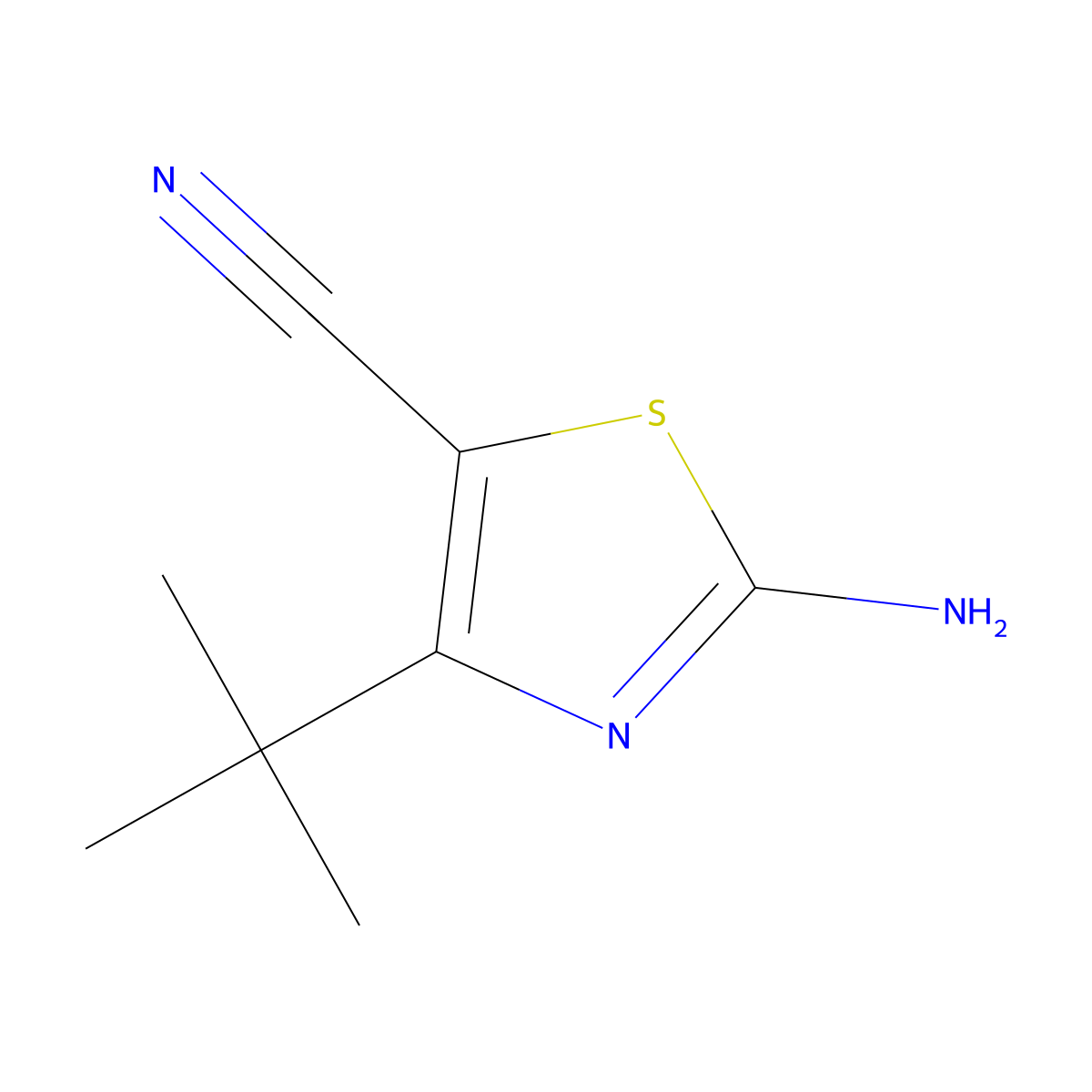 2-Amino-4-(tert-butyl)-1,3-thiazole-5-carbonitrile molecular structure, CAS 303994-99-2