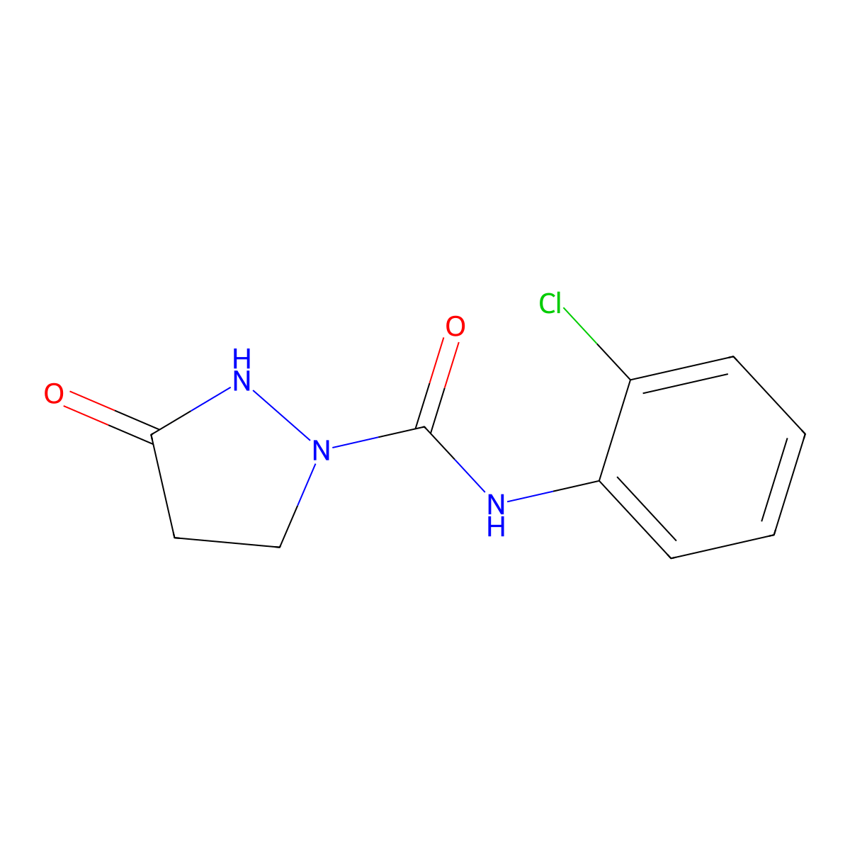N-(2-chlorophenyl)-3-oxopyrazolidine-1-carboxamide molecular structure, CAS 303995-07-5