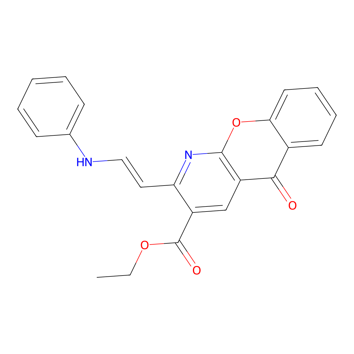 ethyl 2-[(E)-2-anilinoethenyl]-5-oxochromeno[2,3-b]pyridine-3-carboxylate molecular structure, CAS 303995-08-6