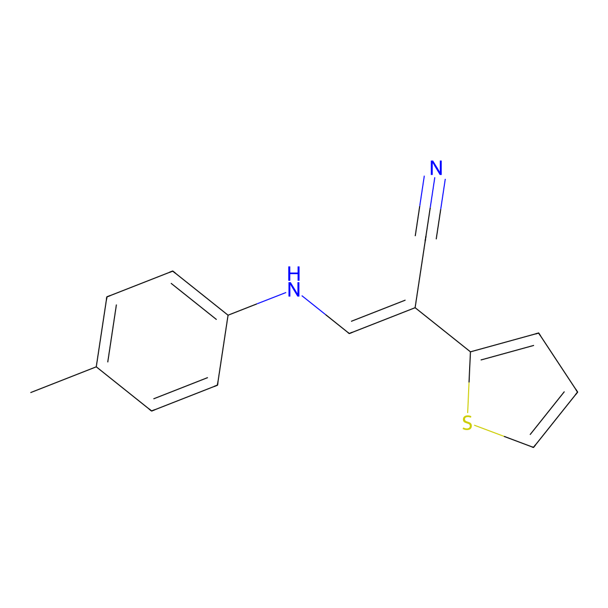 2-(2-Thienyl)-3-(4-toluidino)acrylonitrile molecular structure, CAS 303995-13-3