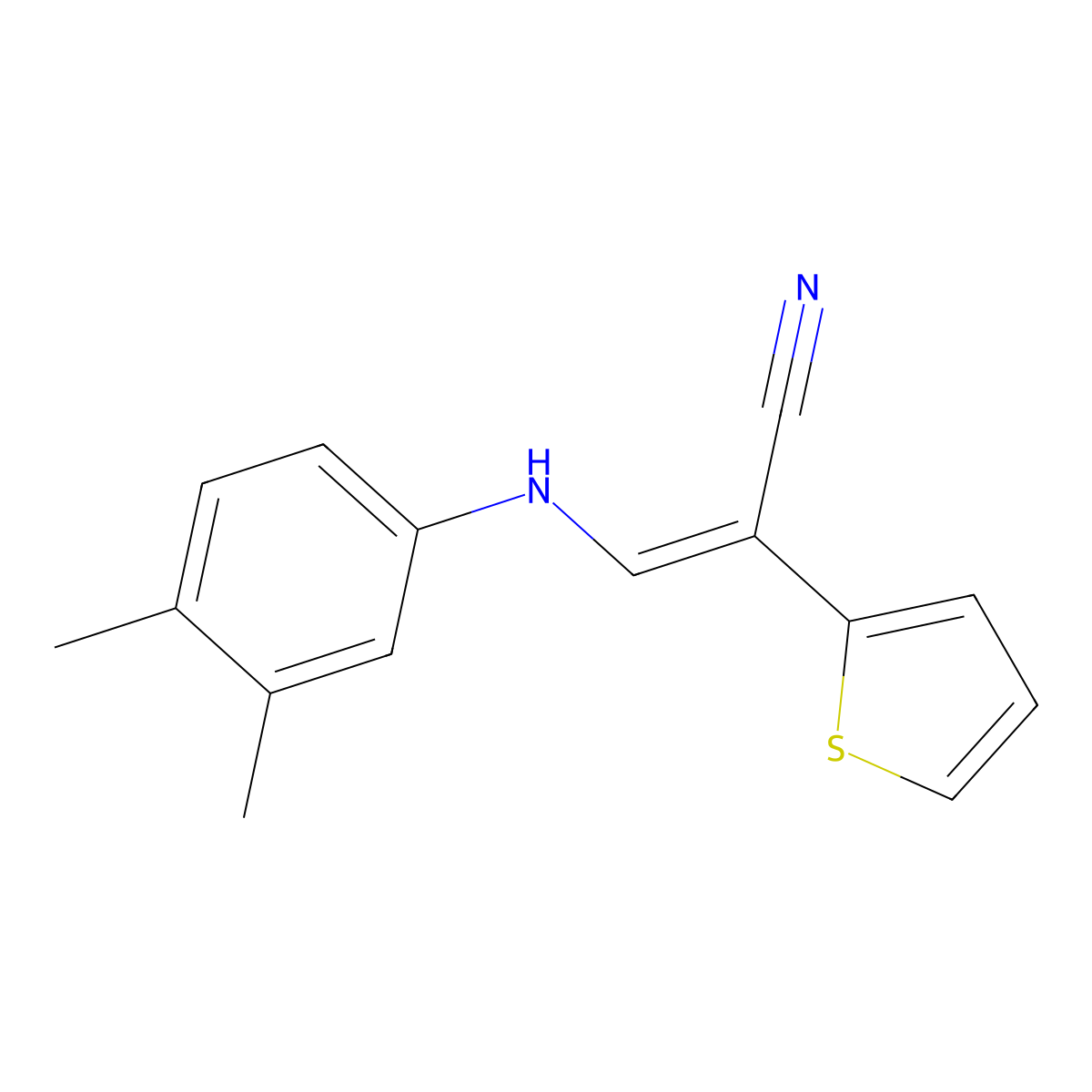 3-(3,4-Dimethylanilino)-2-(2-thienyl)acrylonitrile molecular structure, CAS 303995-14-4