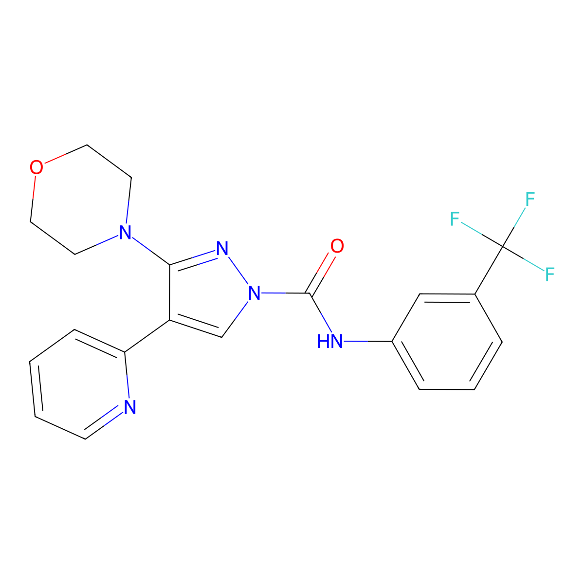 3-(4-morpholinyl)-4-(2-pyridinyl)-N-[3-(trifluoromethyl)phenyl]-1-pyrazolecarboxamide molecular structure, CAS 303995-19-9