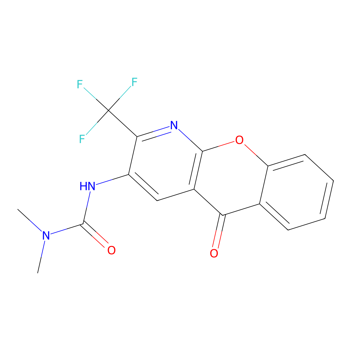 N,N-dimethyl-N'-[5-oxo-2-(trifluoromethyl)-5H-chromeno[2,3-b]pyridin-3-yl]urea molecular structure, CAS 303995-23-5