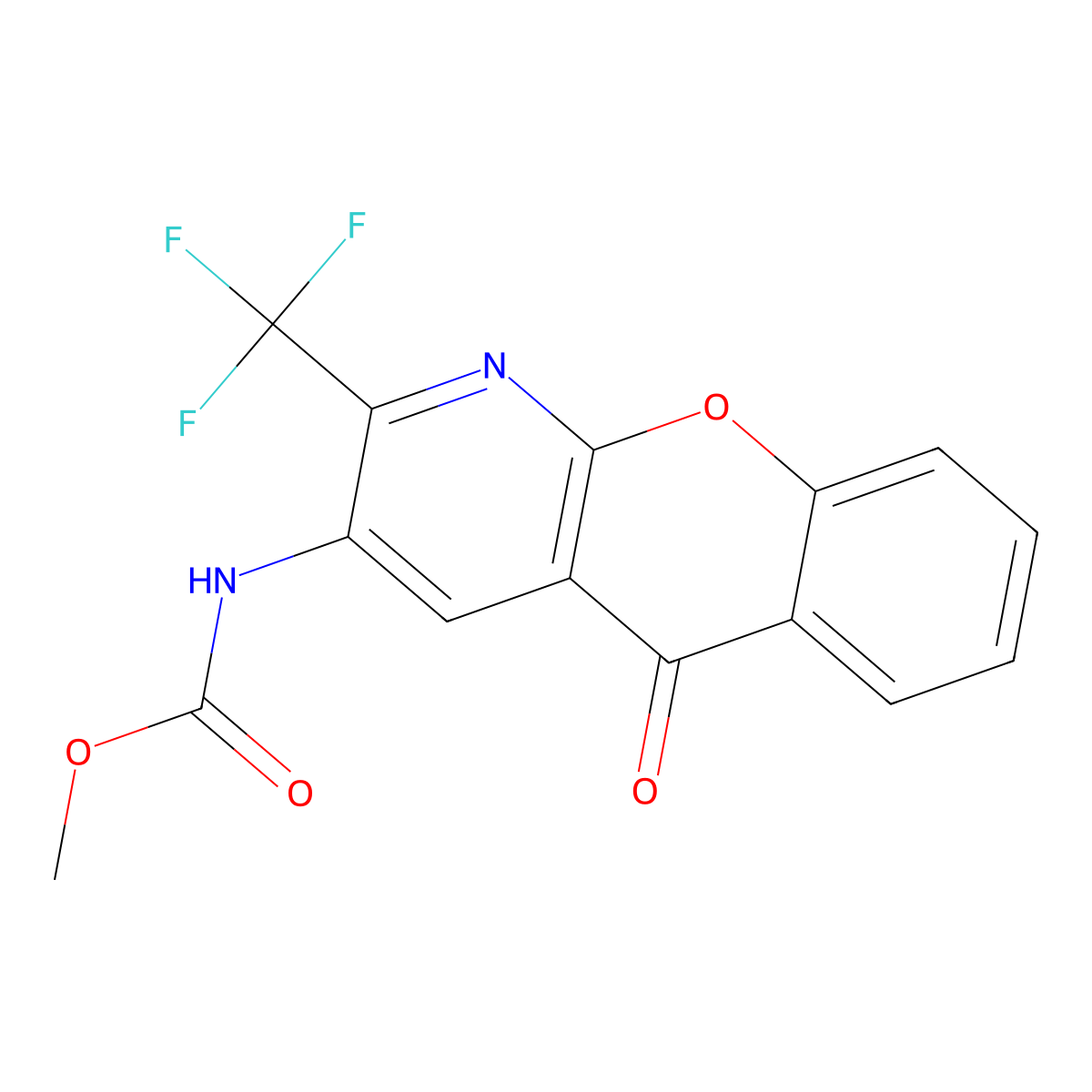 methyl N-[5-oxo-2-(trifluoromethyl)-5H-chromeno[2,3-b]pyridin-3-yl]carbamate molecular structure, CAS 303995-25-7