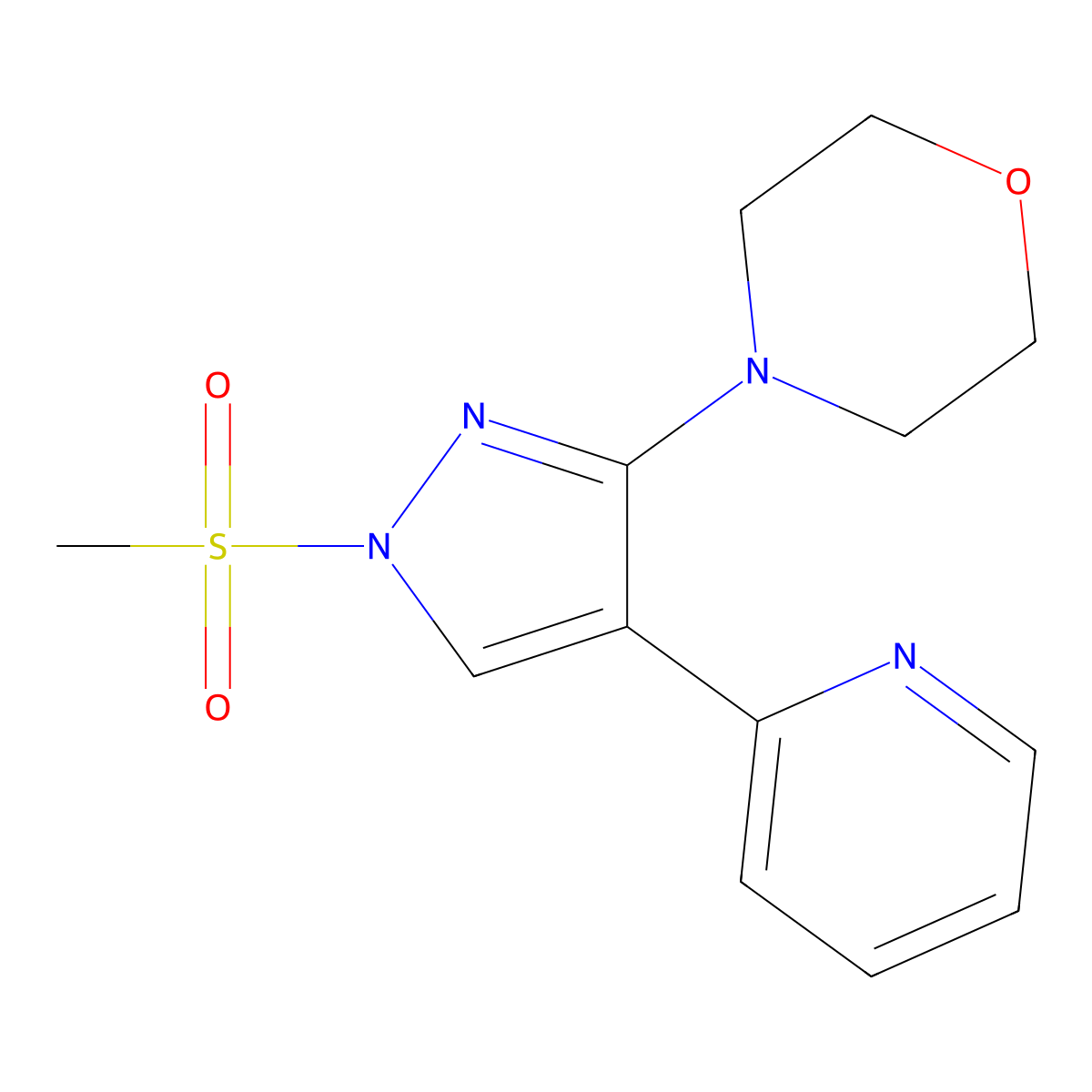 4-[1-(methylsulfonyl)-4-(2-pyridinyl)-1H-pyrazol-3-yl]morpholine molecular structure, CAS 303995-27-9
