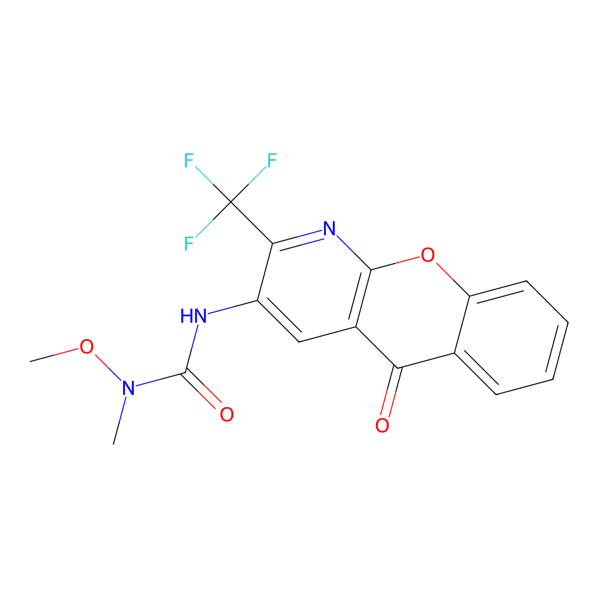 N-methoxy-N-methyl-N'-[5-oxo-2-(trifluoromethyl)-5H-chromeno[2,3-b]pyridin-3-yl]urea molecular structure, CAS 303995-28-0