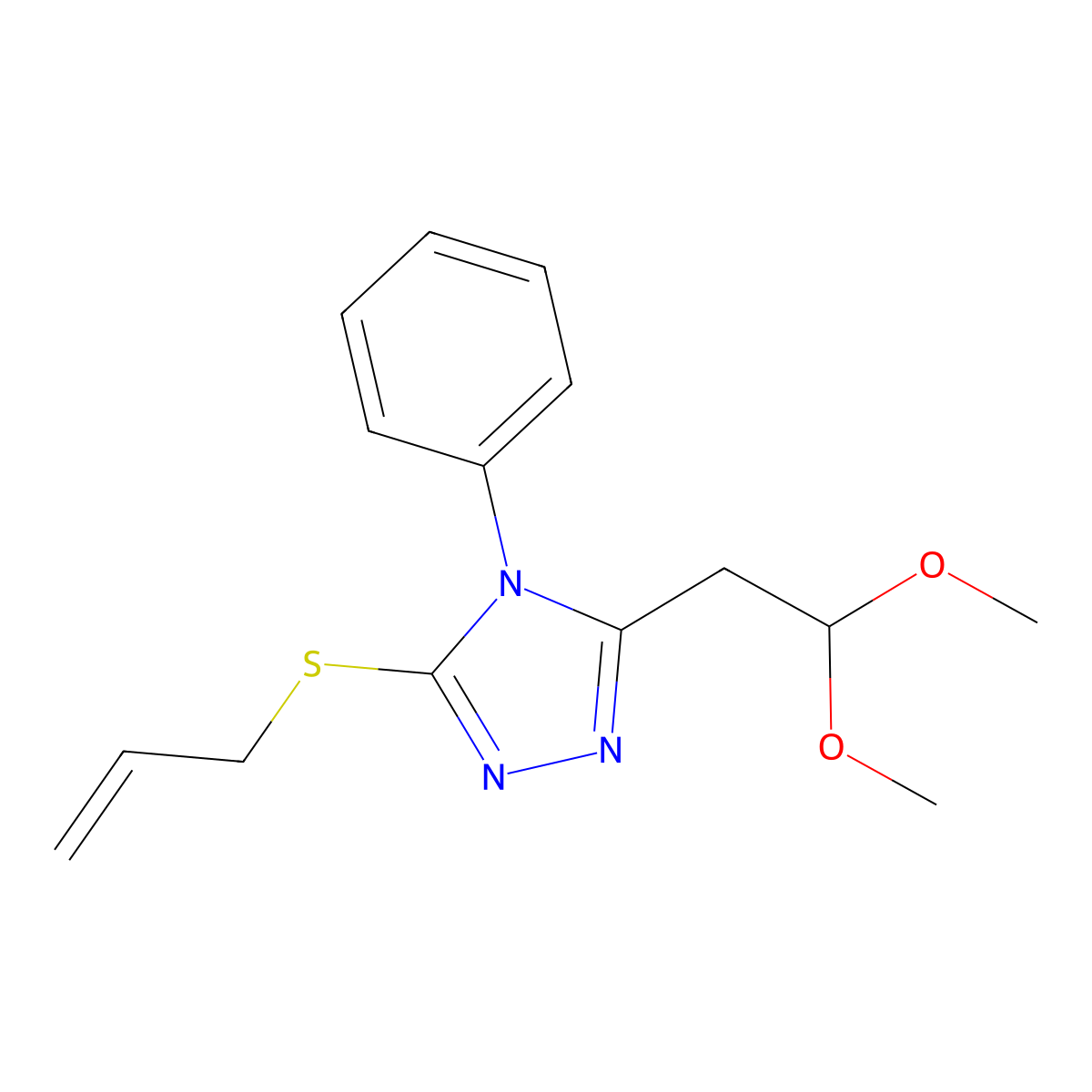 3-(allylsulfanyl)-5-(2,2-dimethoxyethyl)-4-phenyl-4H-1,2,4-triazole molecular structure, CAS 303995-35-9
