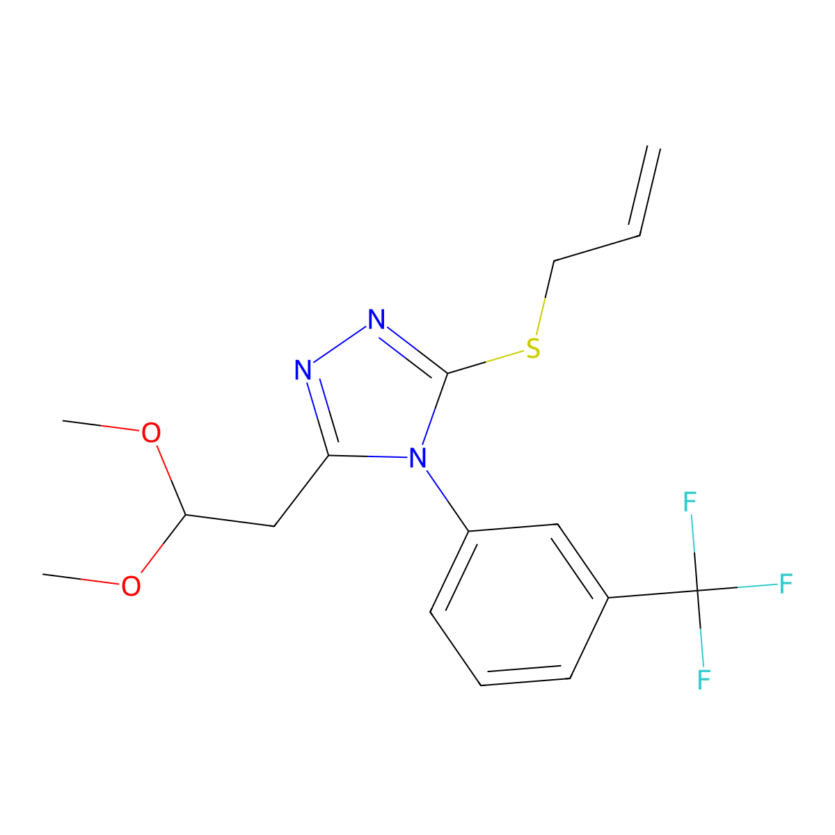 3-(allylsulfanyl)-5-(2,2-dimethoxyethyl)-4-[3-(trifluoromethyl)phenyl]-4H-1,2,4-triazole molecular structure, CAS 303995-36-0