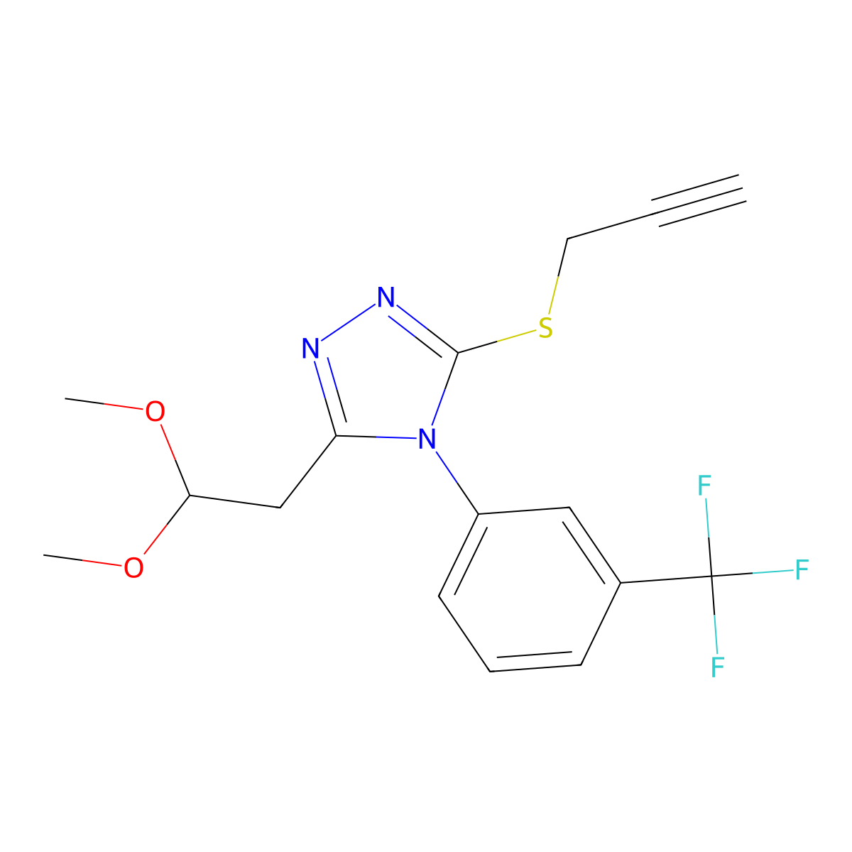 3-(2,2-dimethoxyethyl)-5-(2-propynylsulfanyl)-4-[3-(trifluoromethyl)phenyl]-4H-1,2,4-triazole molecular structure, CAS 303995-40-6