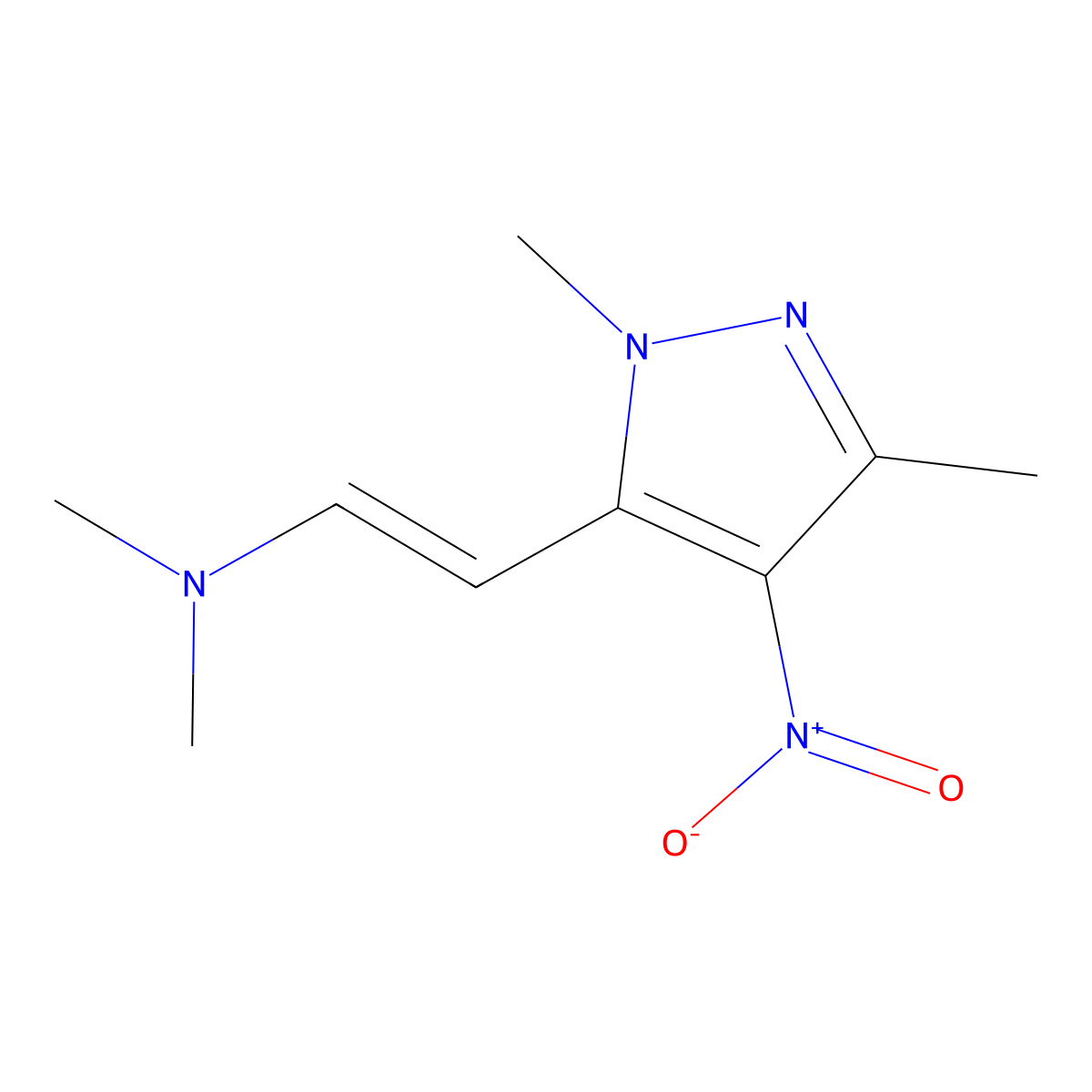 (E)-2-(2,5-dimethyl-4-nitropyrazol-3-yl)-N,N-dimethylethenamine molecular structure, CAS 303995-41-7
