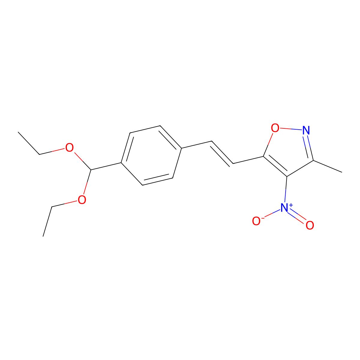 5-[(E)-2-[4-(diethoxymethyl)phenyl]ethenyl]-3-methyl-4-nitro-1,2-oxazole molecular structure, CAS 303995-43-9