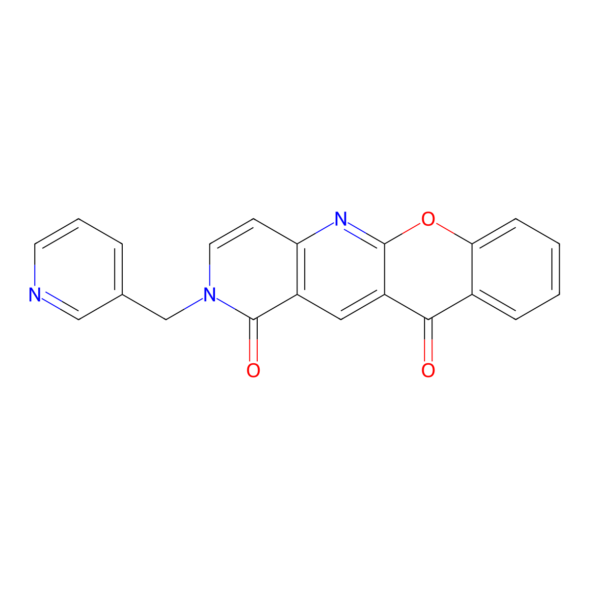 2-(3-Pyridinylmethyl)-1H-[1]benzopyrano[2,3-b][1,6]naphthyridine-1,11(2H)-dione molecular structure, CAS 303995-56-4