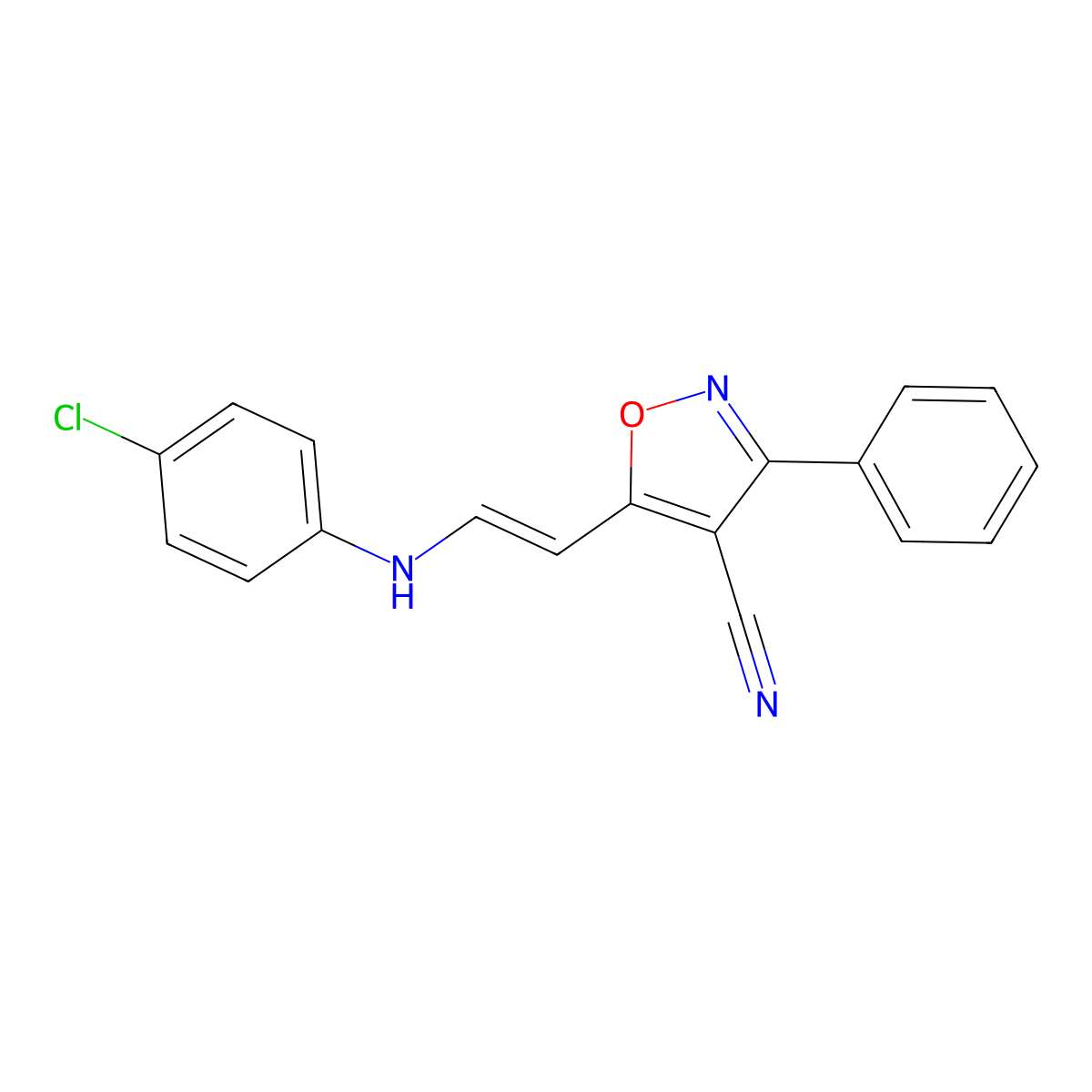 5-[2-(4-Chloroanilino)vinyl]-3-phenyl-4-isoxazolecarbonitrile molecular structure, CAS 303995-71-3