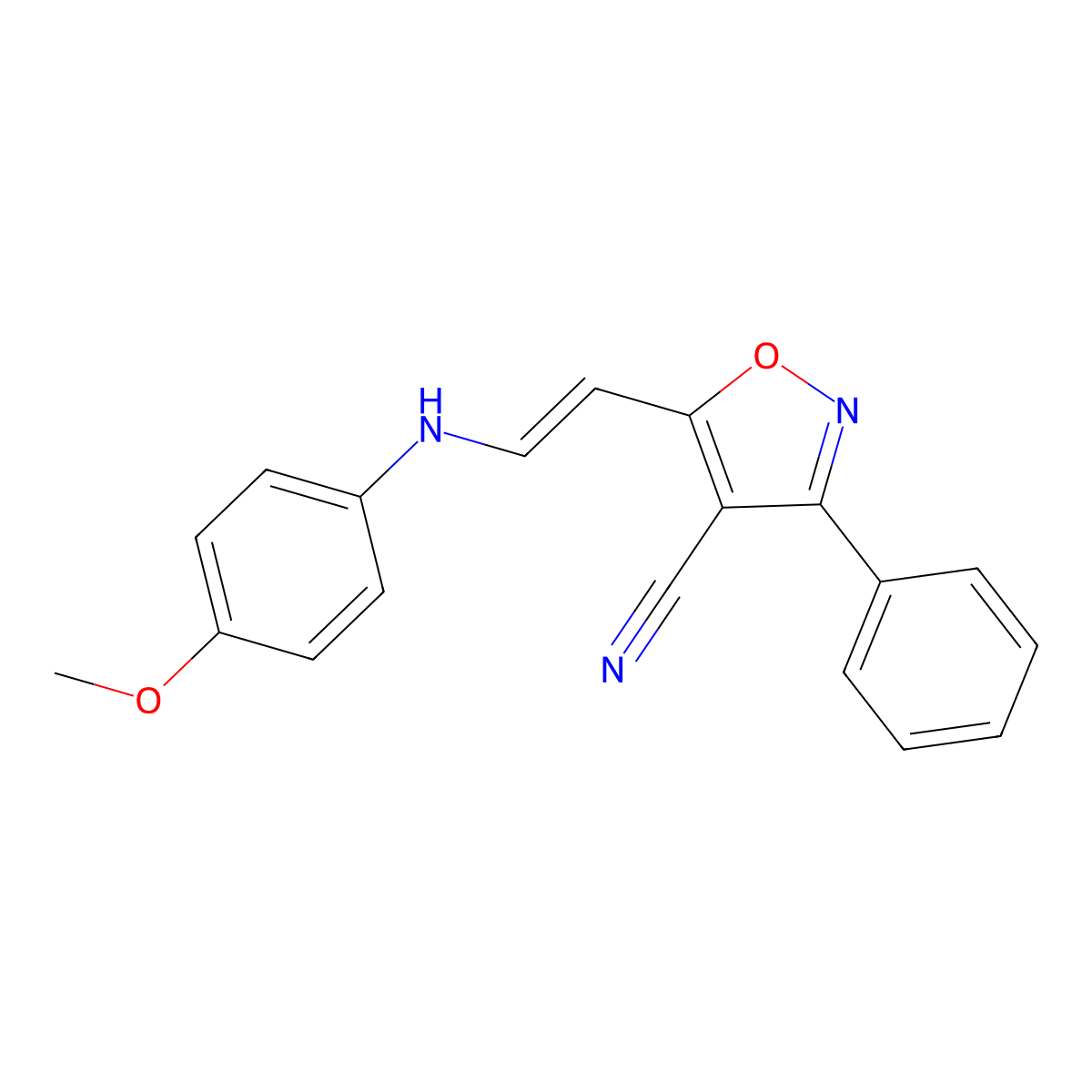 5-[2-(4-Methoxyanilino)vinyl]-3-phenyl-4-isoxazolecarbonitrile molecular structure, CAS 303995-74-6