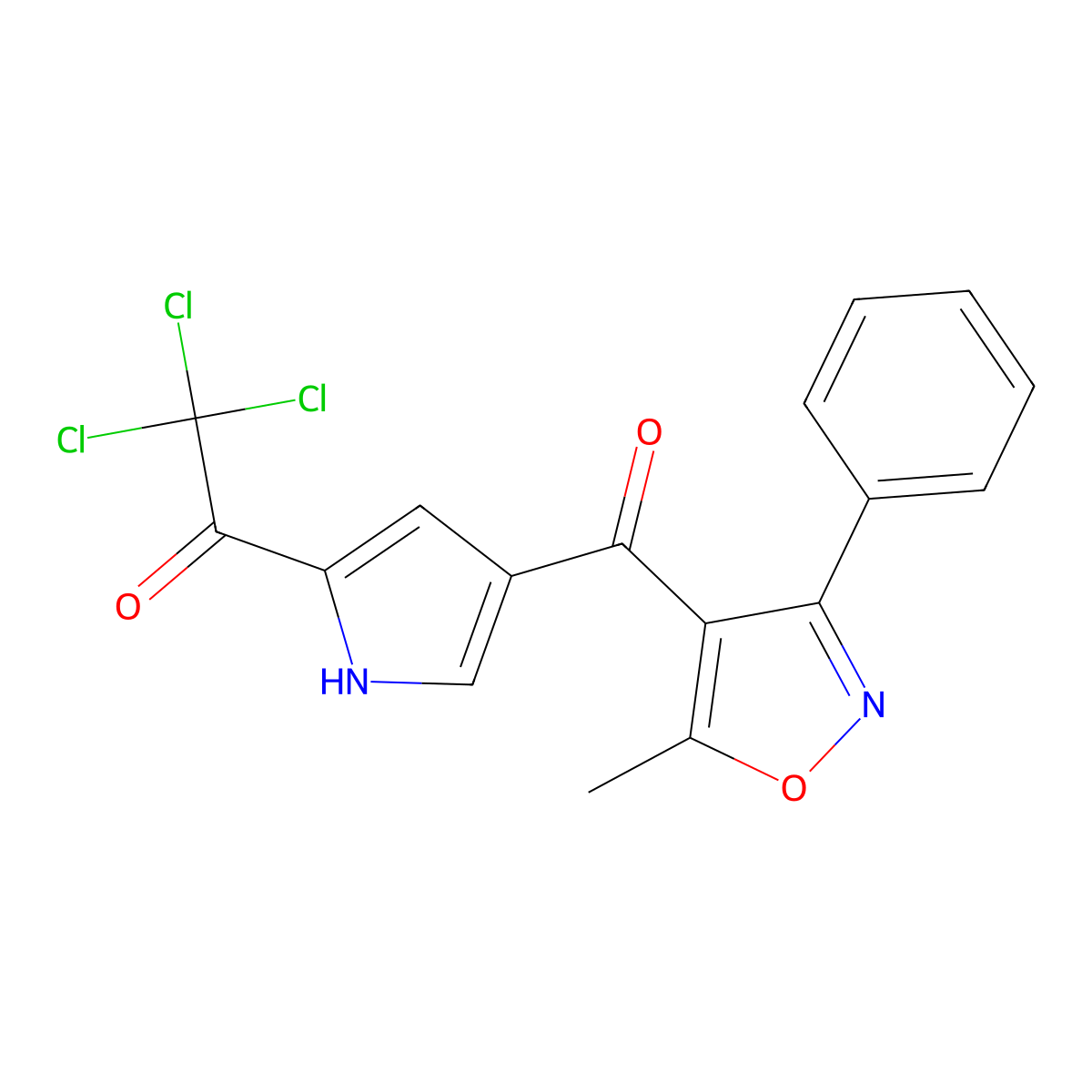 2,2,2-trichloro-1-{4-[(5-methyl-3-phenyl-4-isoxazolyl)carbonyl]-1H-pyrrol-2-yl}-1-ethanone molecular structure, CAS 303995-93-9