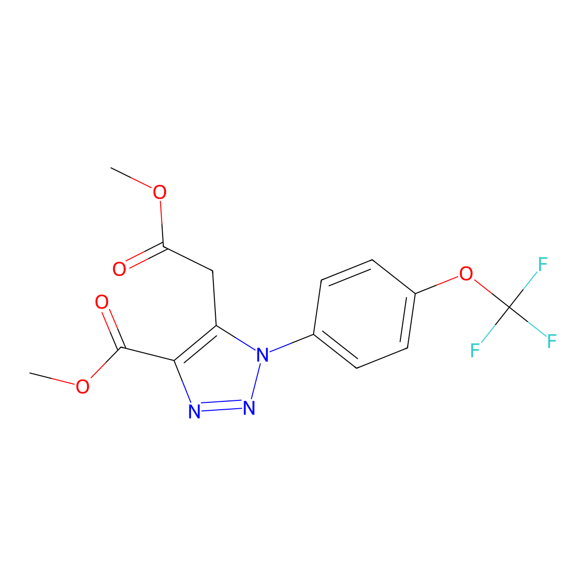 methyl 5-(2-methoxy-2-oxoethyl)-1-[4-(trifluoromethoxy)phenyl]-1H-1,2,3-triazole-4-carboxylate molecular structure, CAS 303995-98-4