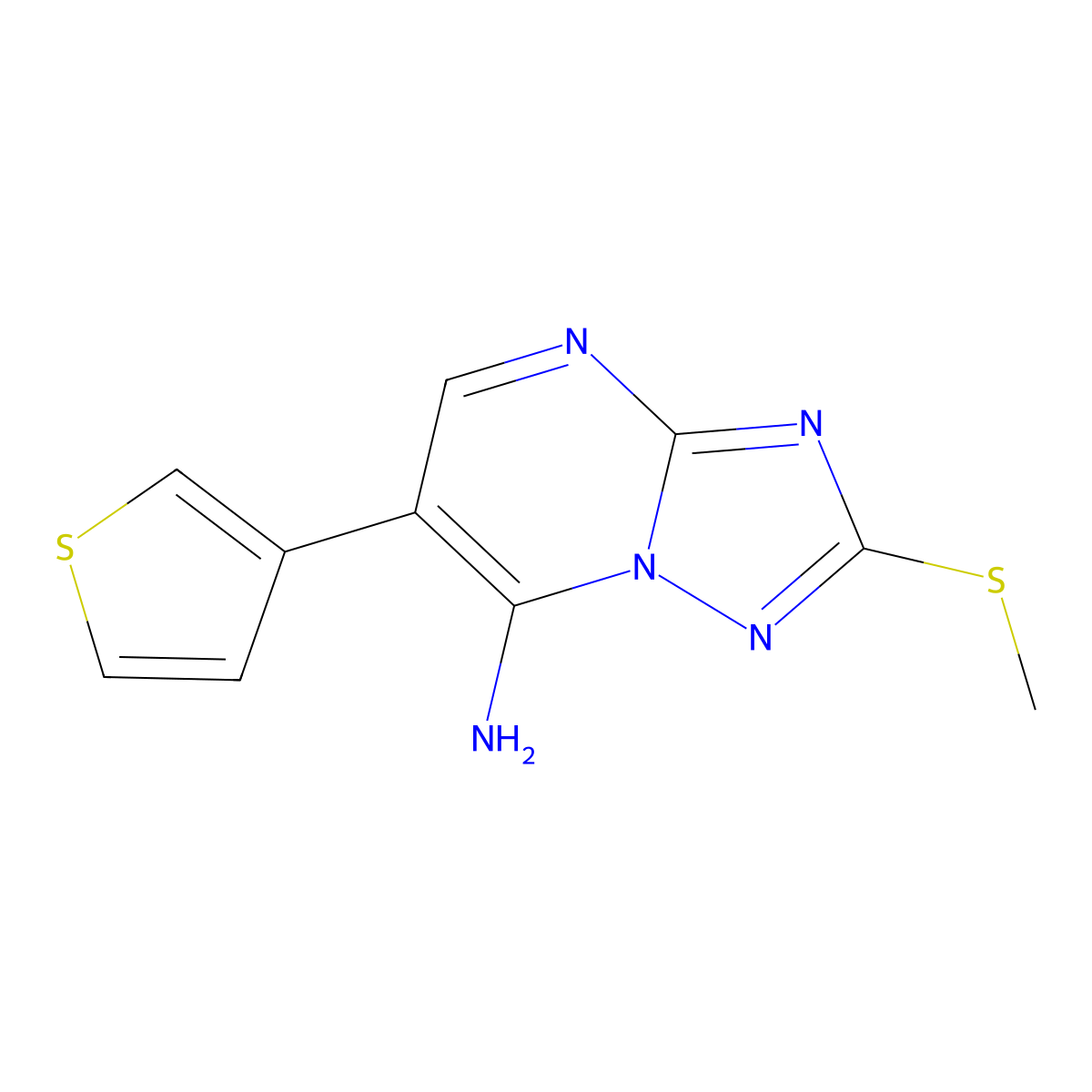 2-(Methylsulfanyl)-6-(3-thienyl)[1,2,4]triazolo[1,5-a]pyrimidin-7-amine molecular structure, CAS 303996-04-5