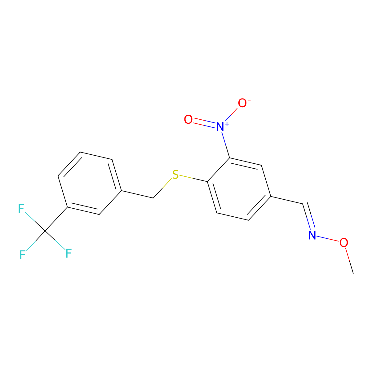 3-nitro-4-{[3-(trifluoromethyl)benzyl]sulfanyl}benzenecarbaldehyde O-methyloxime molecular structure, CAS 303996-11-4