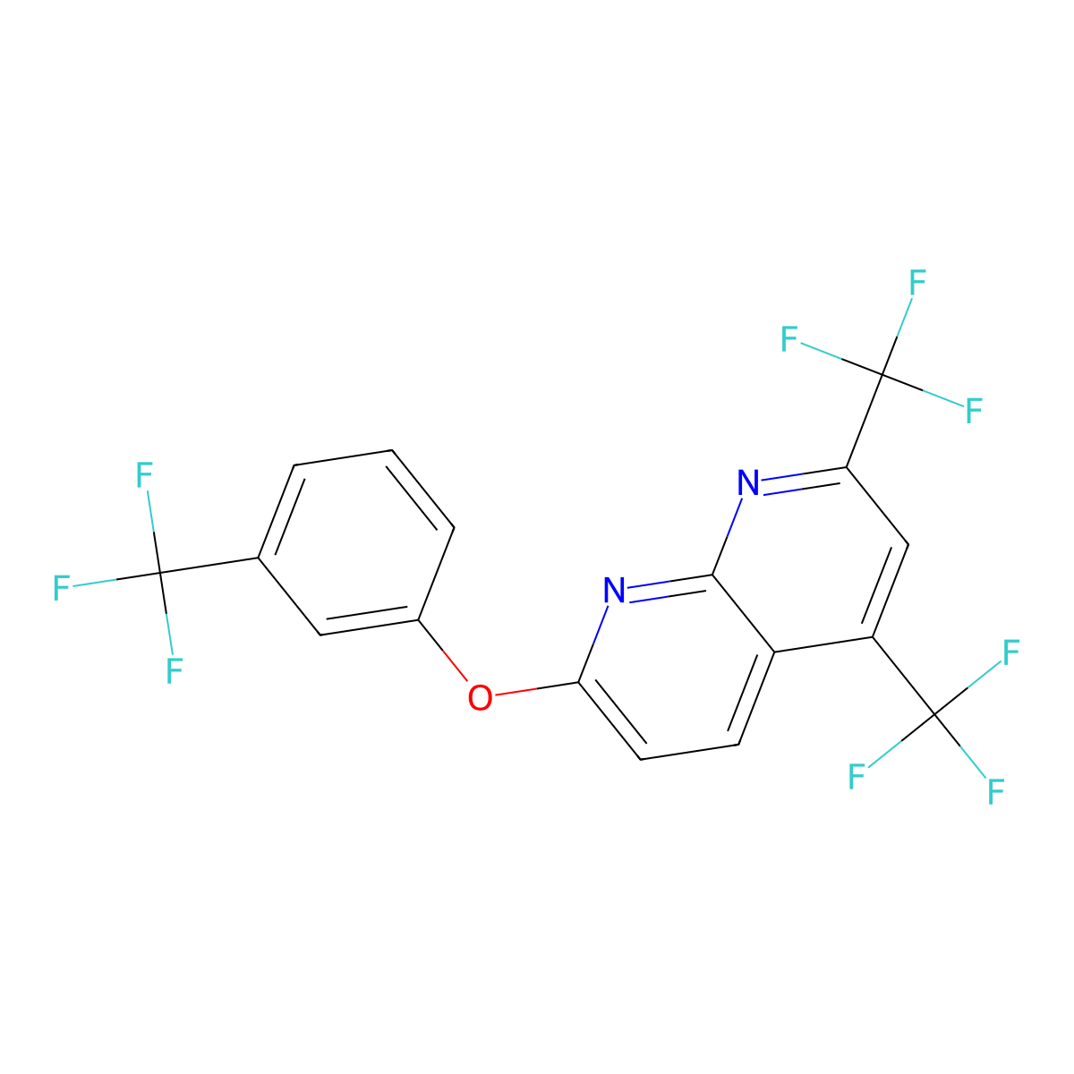 2,4-Bis(trifluoromethyl)-7-[3-(trifluoromethyl)phenoxy]-1,8-naphthyridine molecular structure, CAS 303996-18-1
