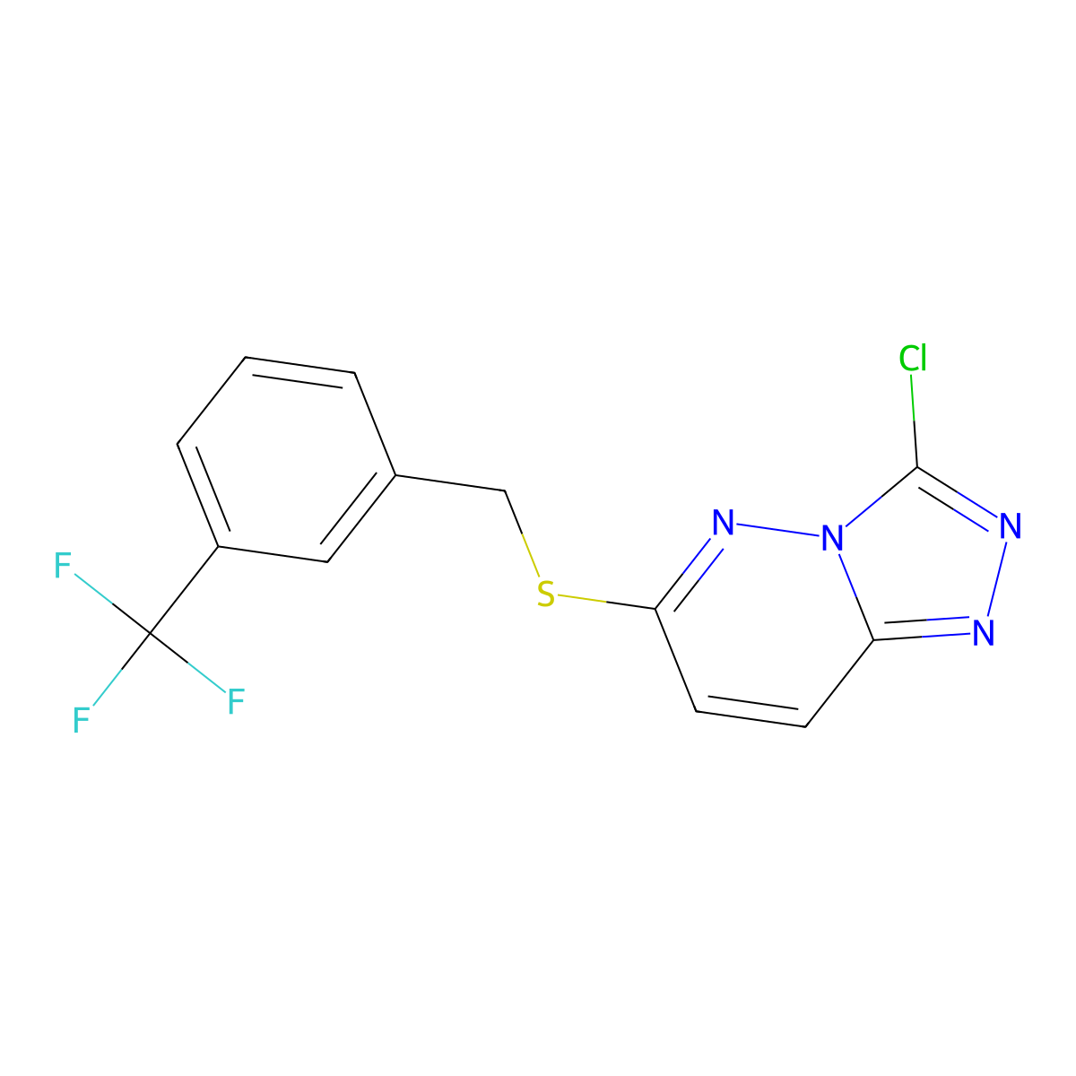 3-Chloro-6-[[3-(trifluoromethyl)phenyl]methylsulfanyl]-[1,2,4]triazolo[4,3-b]pyridazine molecular structure, CAS 303996-19-2