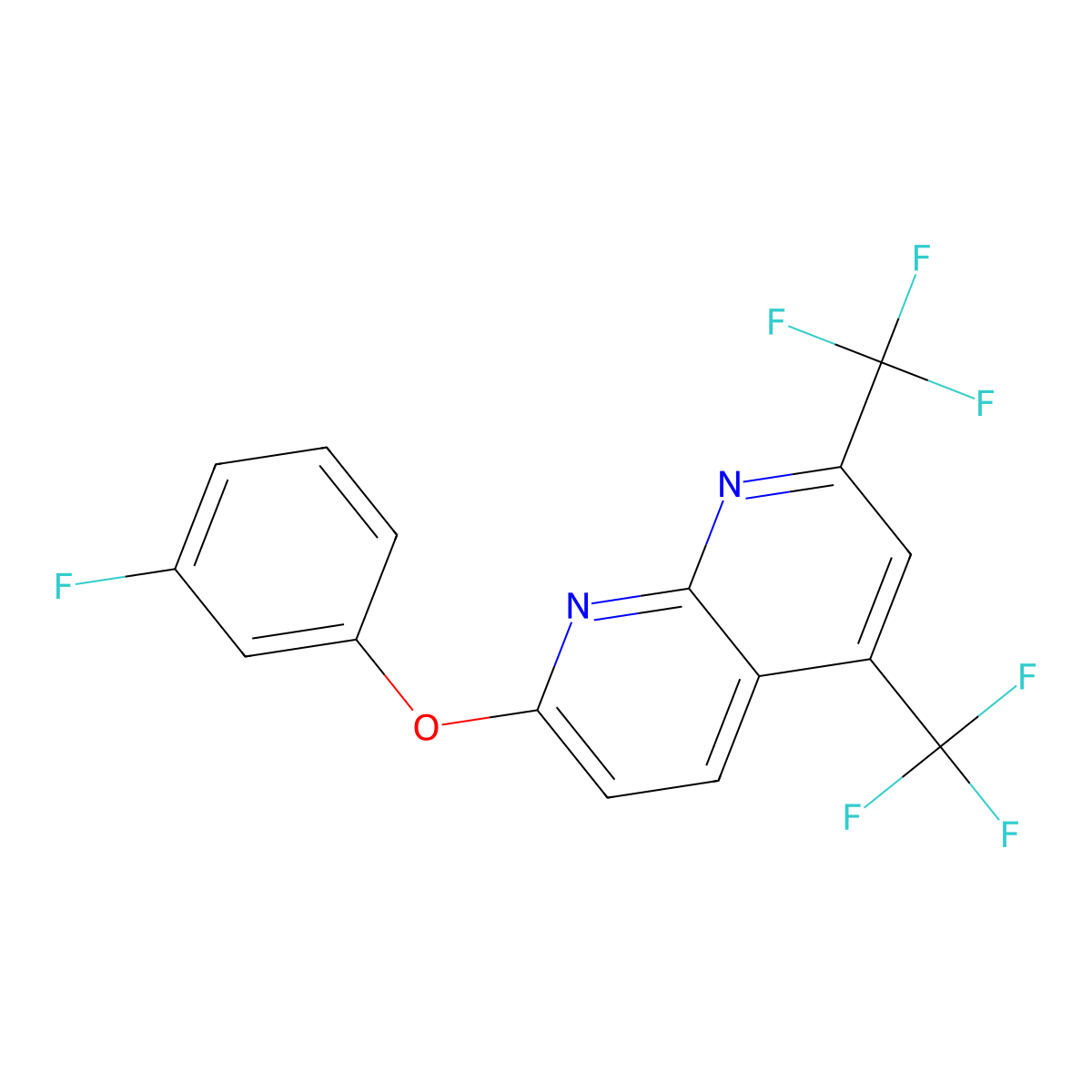 7-(3-Fluorophenoxy)-2,4-bis(trifluoromethyl)-1,8-naphthyridine molecular structure, CAS 303996-21-6