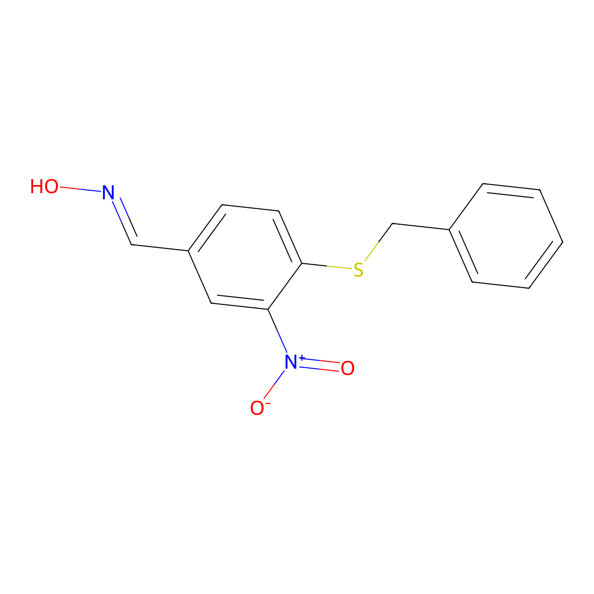 4-(Benzylsulfanyl)-3-nitrobenzenecarbaldehyde oxime molecular structure, CAS 303996-22-7