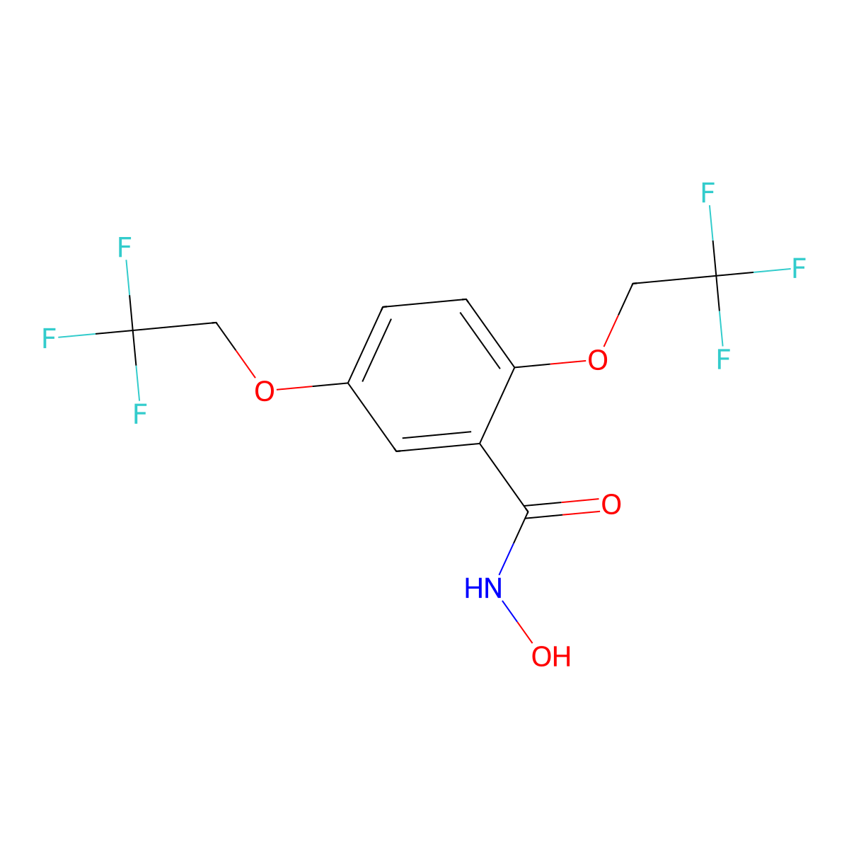 N-hydroxy-2,5-bis(2,2,2-trifluoroethoxy)benzamide molecular structure, CAS 303996-38-5