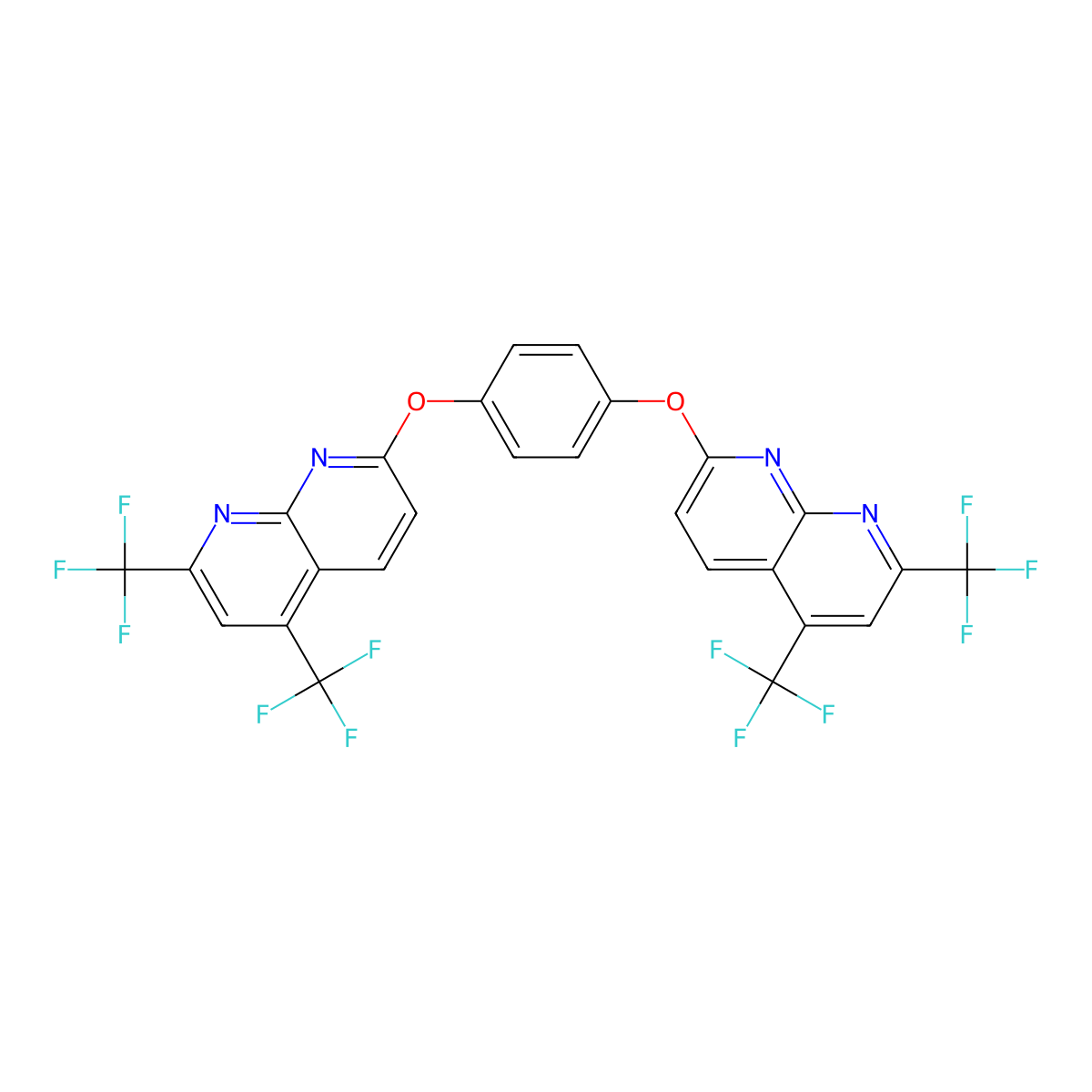 7-(4-{[5,7-Bis(trifluoromethyl)[1,8]naphthyridin-2-yl]oxy}phenoxy)-2,4-bis(trifluoromethyl)[1,8]naphthyridine molecular structure, CAS 303996-42-1