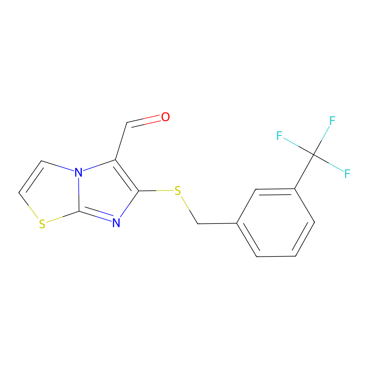 6-{[3-(Trifluoromethyl)benzyl]sulfanyl}imidazo[2,1-b][1,3]thiazole-5-carbaldehyde molecular structure, CAS 303996-46-5