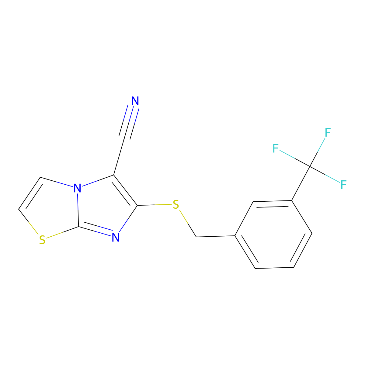 6-(((3-(Trifluoromethyl)phenyl)methyl)thio)imidazo(2,1-b)thiazole-5-carbonitrile molecular structure, CAS 303996-50-1