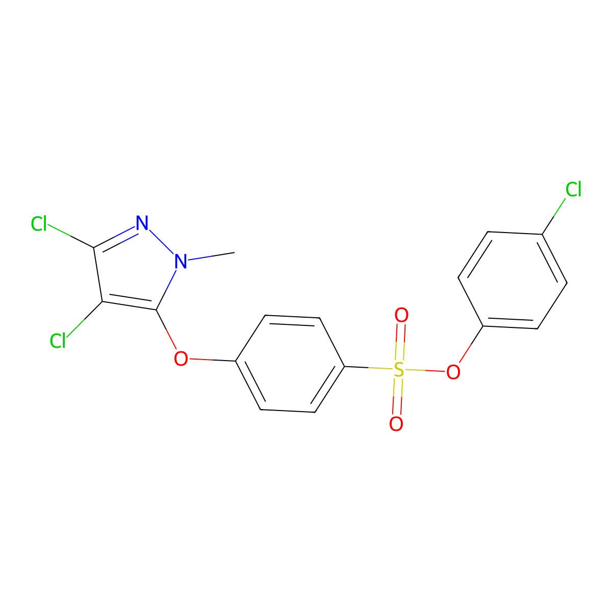 4-chlorophenyl 4-[(3,4-dichloro-1-methyl-1H-pyrazol-5-yl)oxy]benzenesulfonate molecular structure, CAS 303996-51-2