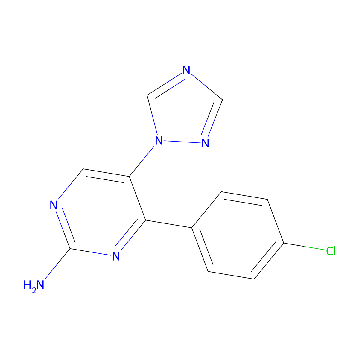 4-(4-chlorophenyl)-5-(1H-1,2,4-triazol-1-yl)-2-pyrimidinylamine molecular structure, CAS 303996-66-9