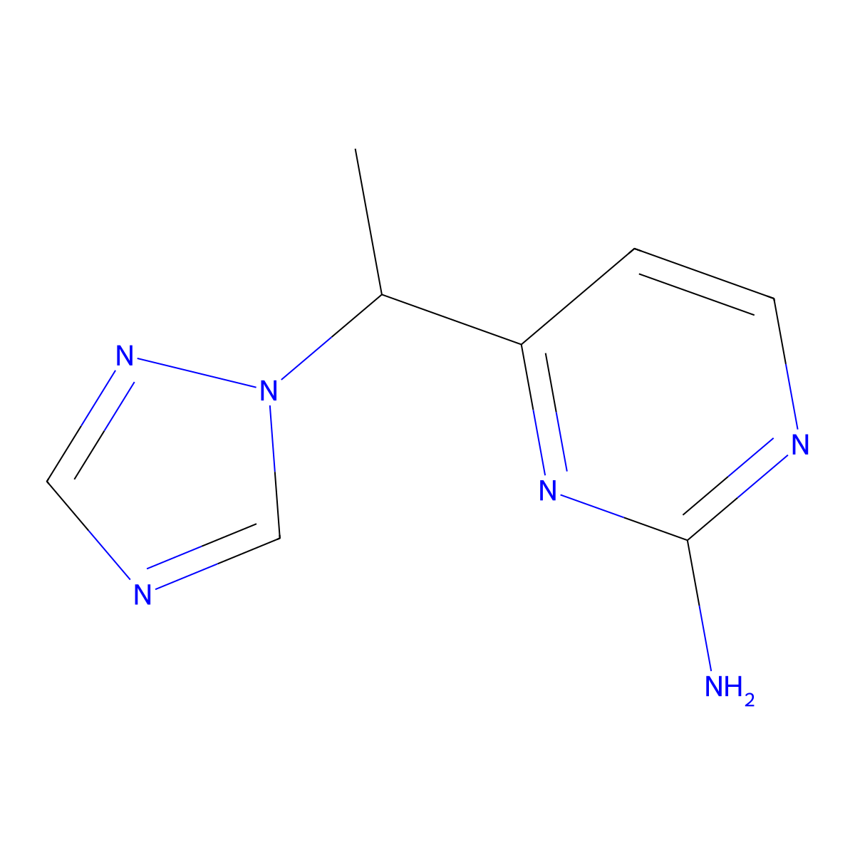 4-[1-(1H-1,2,4-triazol-1-yl)ethyl]-2-pyrimidinamine molecular structure, CAS 303996-71-6