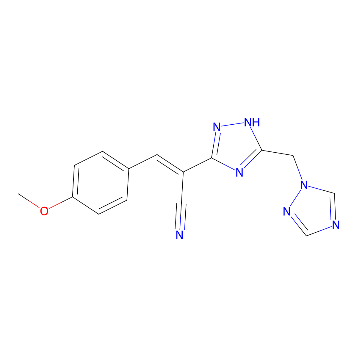 3-(4-methoxyphenyl)-2-[5-(1H-1,2,4-triazol-1-ylmethyl)-1H-1,2,4-triazol-3-yl]acrylonitrile molecular structure, CAS 303996-76-1