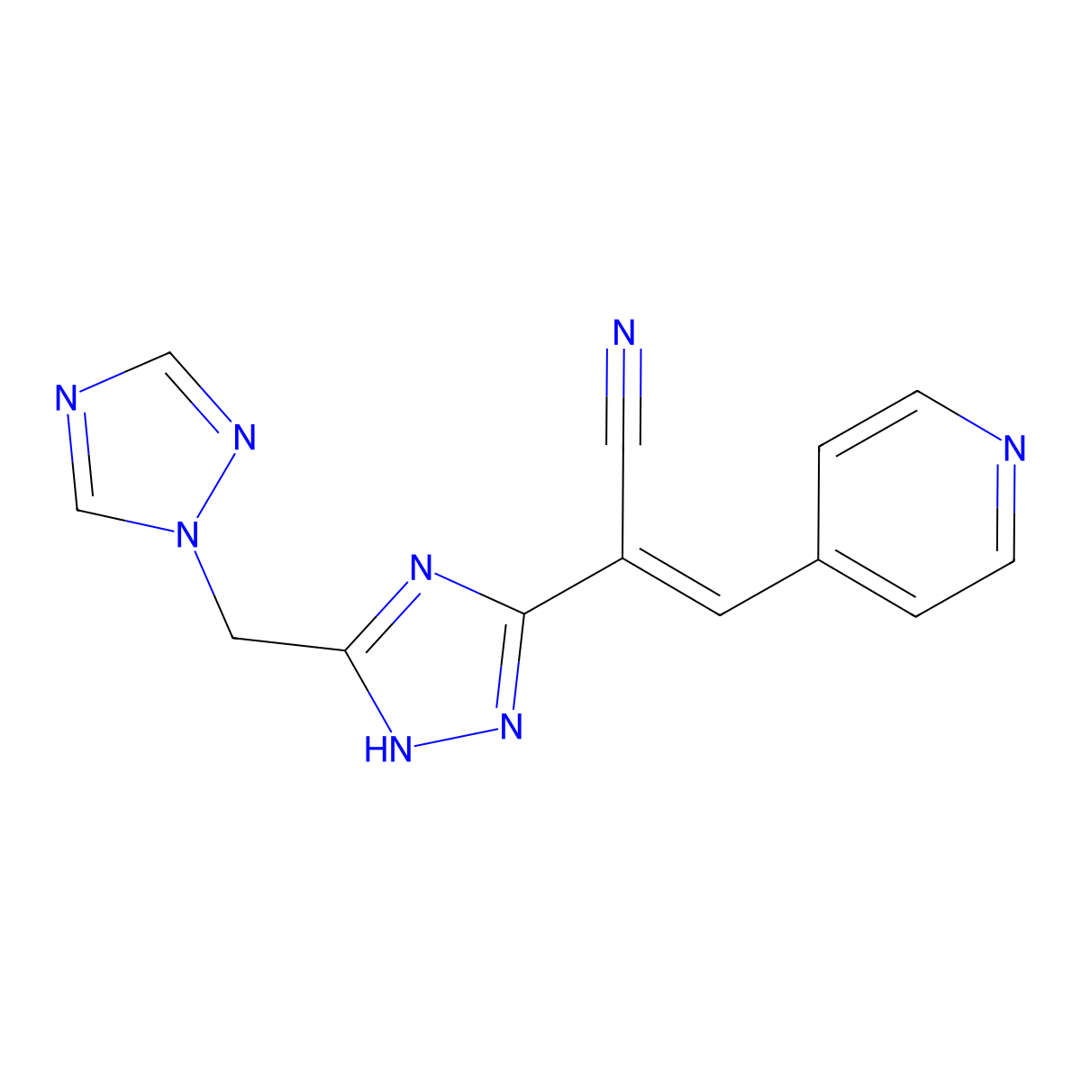 3-(4-pyridinyl)-2-[5-(1H-1,2,4-triazol-1-ylmethyl)-1H-1,2,4-triazol-3-yl]acrylonitrile molecular structure, CAS 303996-78-3