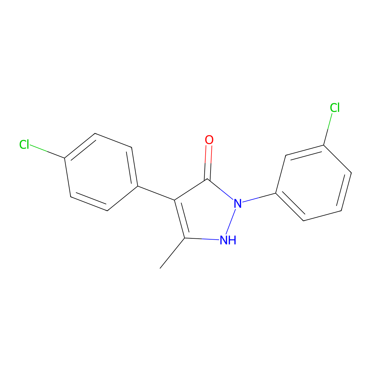 2-(3-chlorophenyl)-4-(4-chlorophenyl)-5-methyl-1,2-dihydro-3H-pyrazol-3-one molecular structure, CAS 303996-82-9