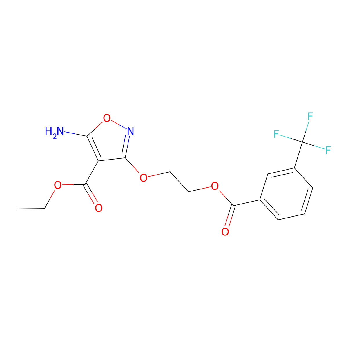 Ethyl 5-amino-3-(2-{[3-(trifluoromethyl)benzoyl]oxy}ethoxy)-4-isoxazolecarboxylate molecular structure, CAS 303997-10-6