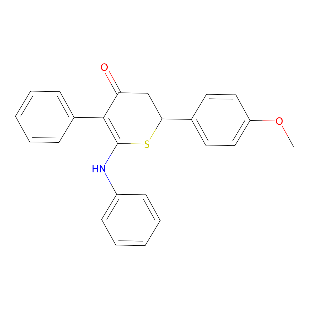 6-anilino-2-(4-methoxyphenyl)-5-phenyl-2,3-dihydro-4H-thiopyran-4-one molecular structure, CAS 303997-15-1