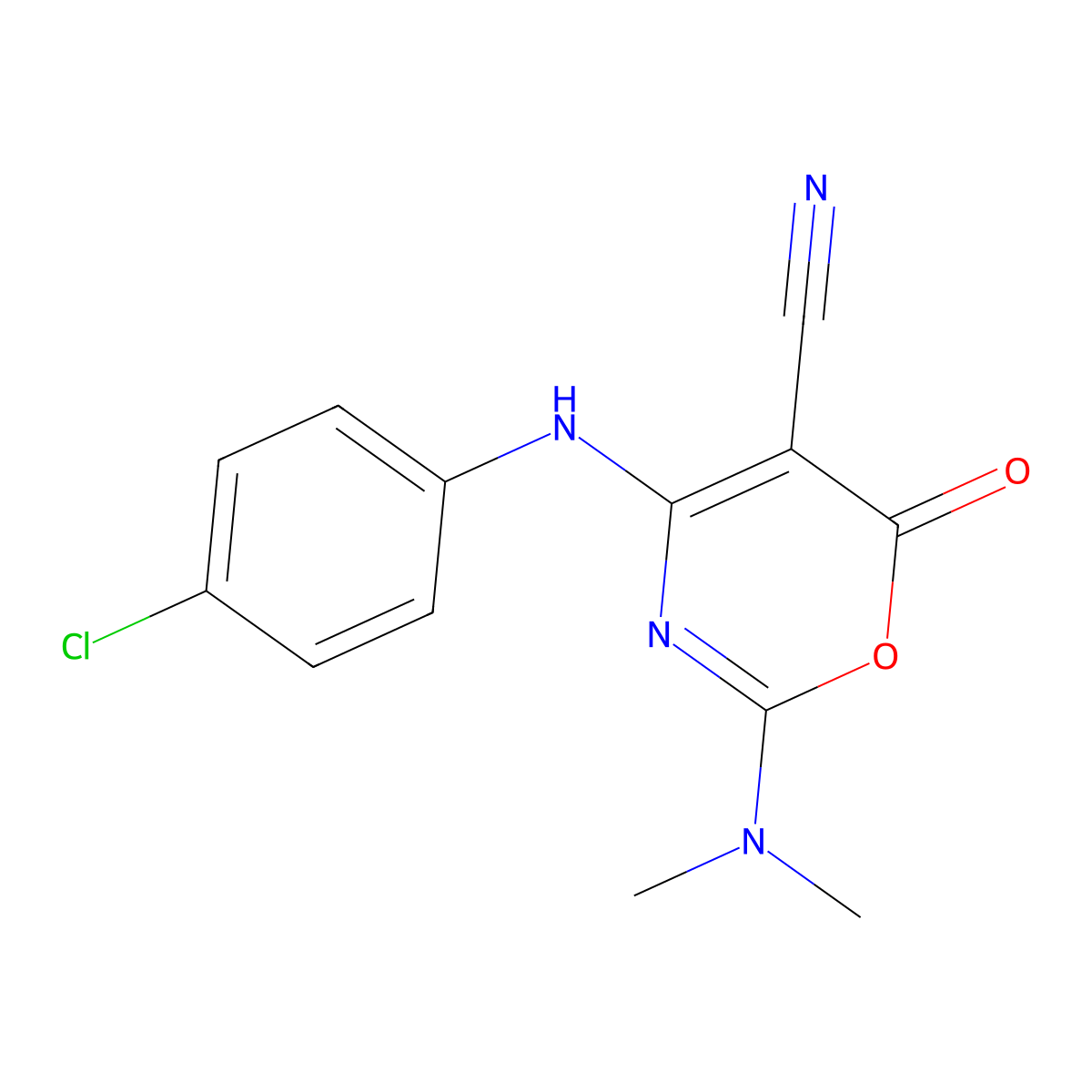 4-(4-chloroanilino)-2-(dimethylamino)-6-oxo-6H-1,3-oxazine-5-carbonitrile molecular structure, CAS 303997-23-1