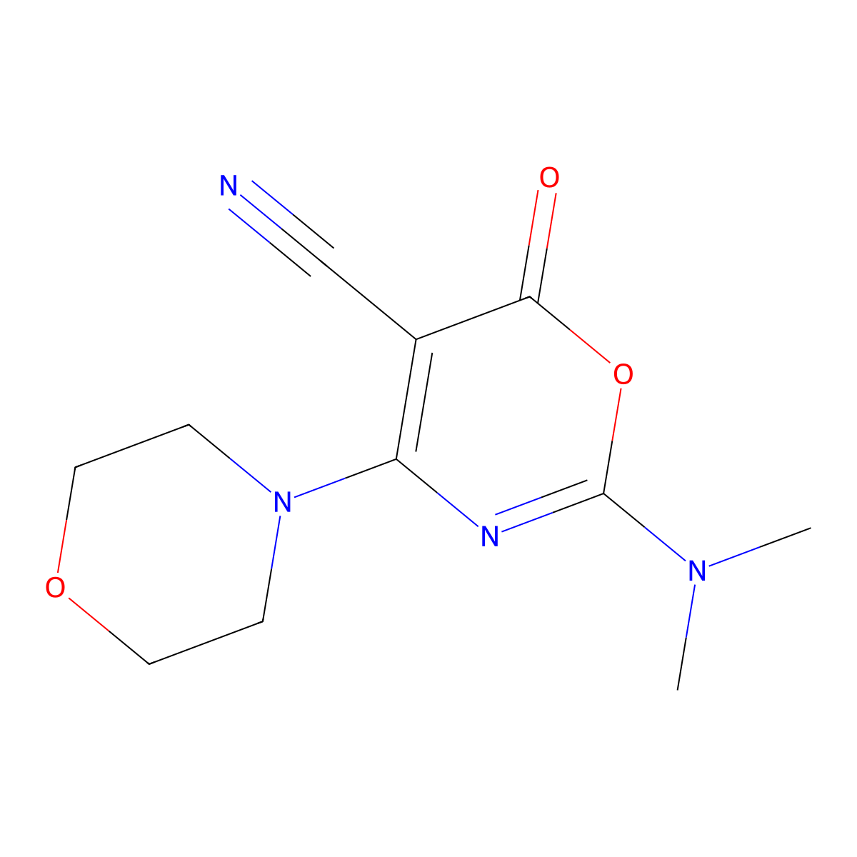 2-(dimethylamino)-4-morpholino-6-oxo-6H-1,3-oxazine-5-carbonitrile molecular structure, CAS 303997-24-2