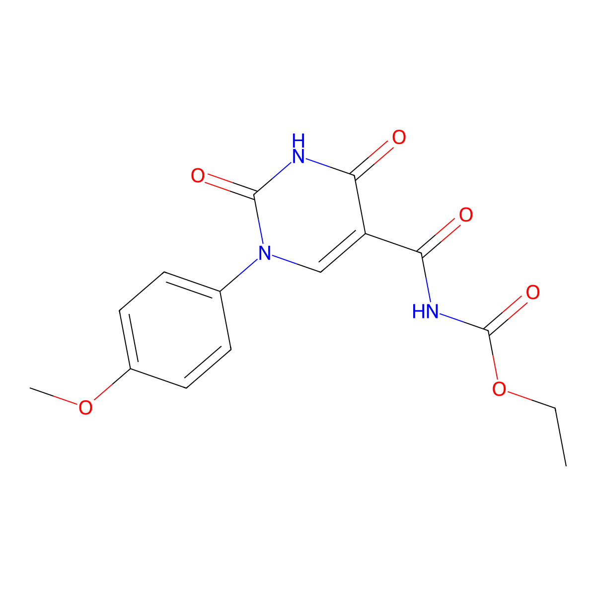 ethyl N-{[1-(4-methoxyphenyl)-2,4-dioxo-1,2,3,4-tetrahydro-5-pyrimidinyl]carbonyl}carbamate molecular structure, CAS 303997-29-7