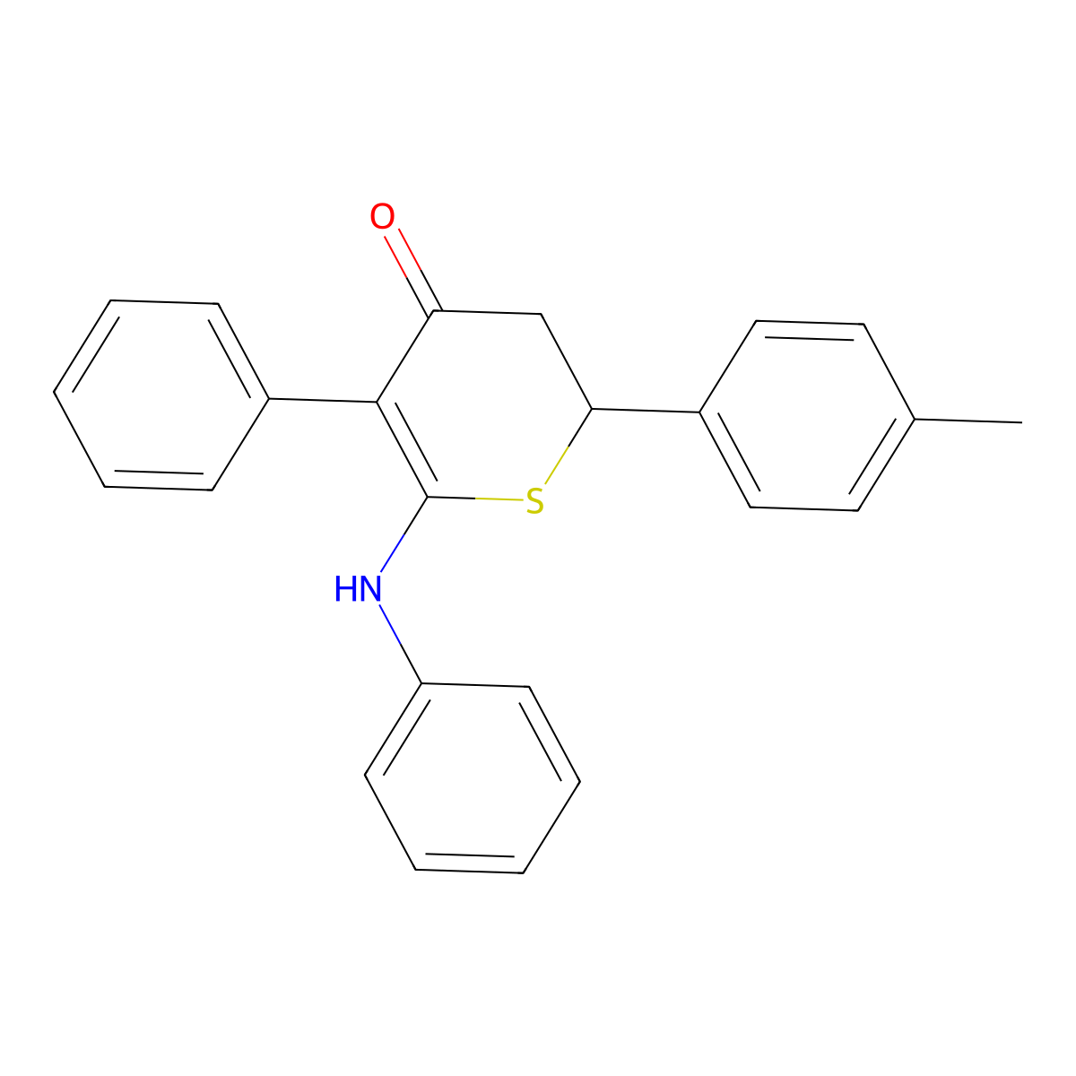 6-anilino-2-(4-methylphenyl)-5-phenyl-2,3-dihydro-4H-thiopyran-4-one molecular structure, CAS 303997-33-3