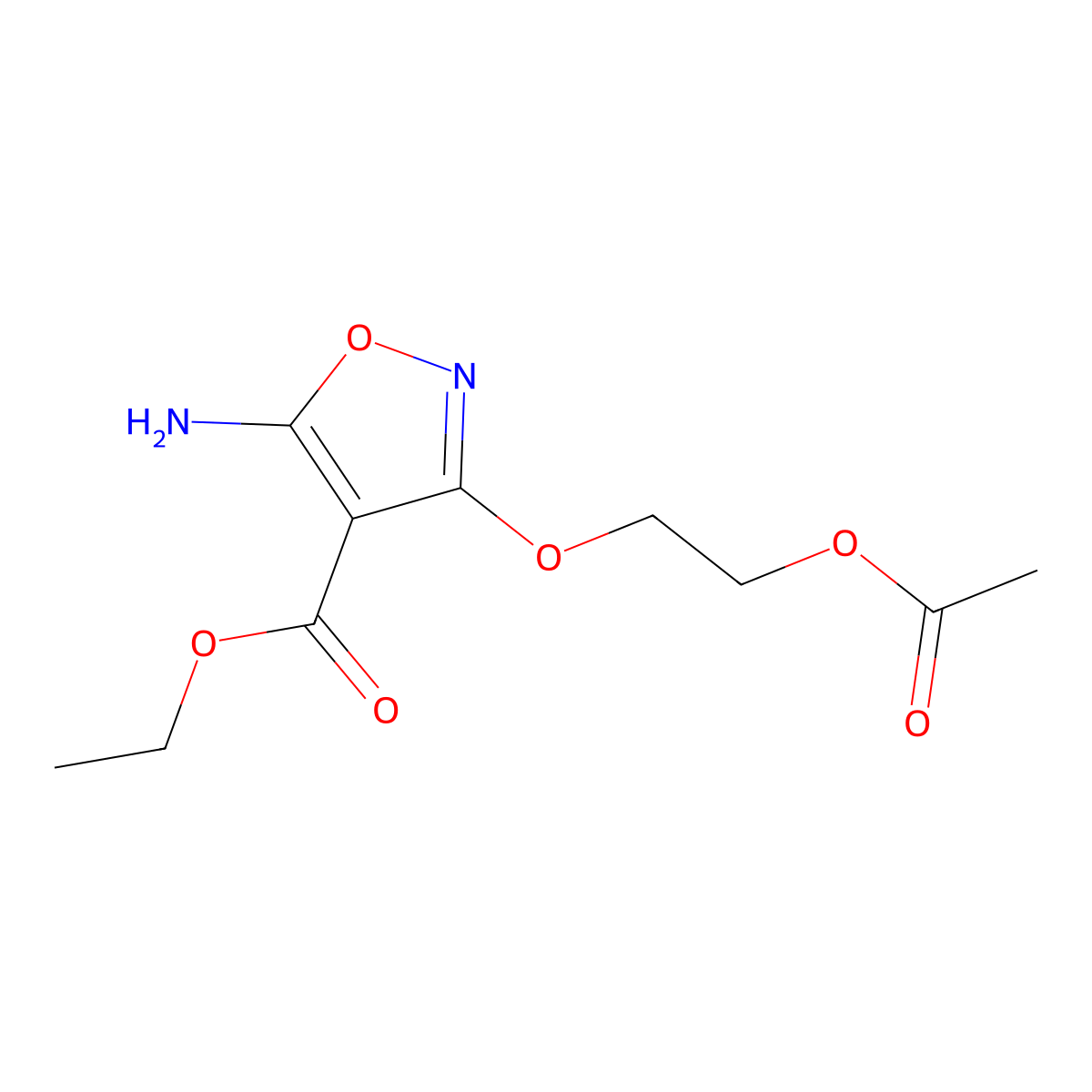 Ethyl 3-[2-(acetyloxy)ethoxy]-5-amino-4-isoxazolecarboxylate molecular structure, CAS 303997-34-4