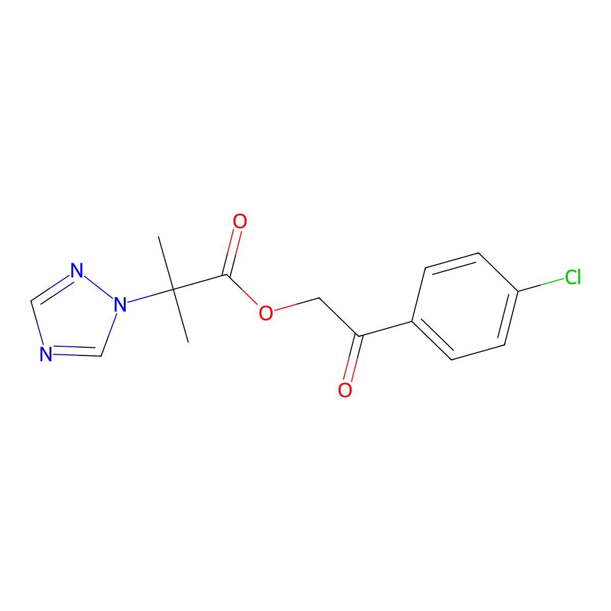 2-(4-chlorophenyl)-2-oxoethyl 2-methyl-2-(1H-1,2,4-triazol-1-yl)propanoate molecular structure, CAS 303997-36-6