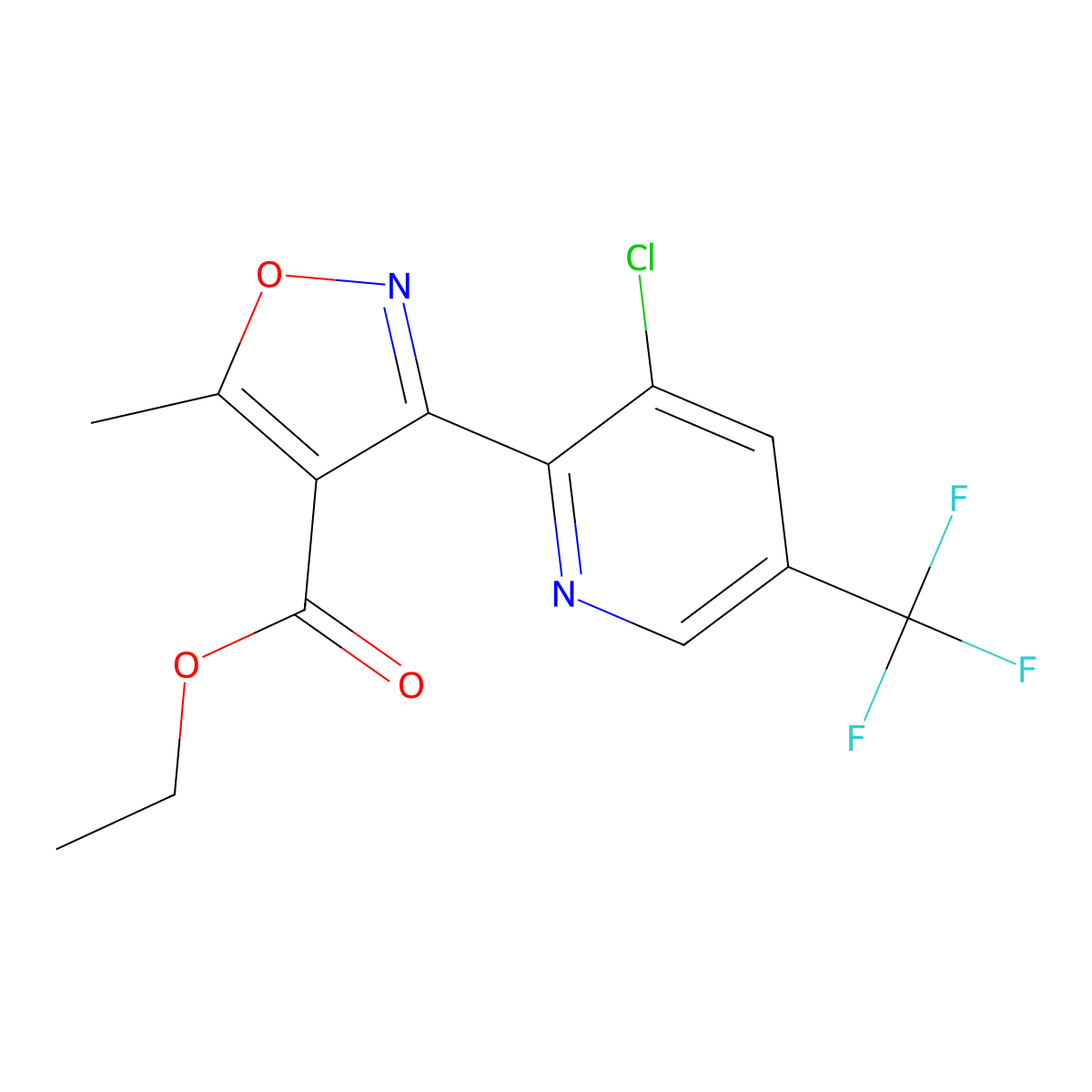 Ethyl 3-[3-chloro-5-(trifluoromethyl)pyridin-2-yl]-5-methyl-1,2-oxazole-4-carboxylate molecular structure, CAS 303997-38-8