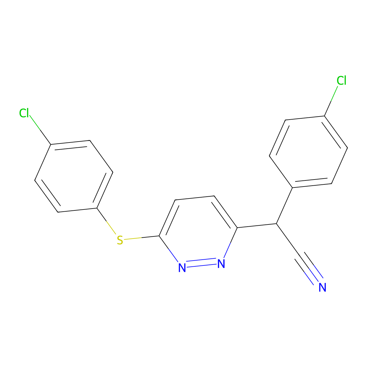 2-(4-Chlorophenyl)-2-{6-[(4-chlorophenyl)sulfanyl]-3-pyridazinyl}acetonitrile molecular structure, CAS 303997-43-5