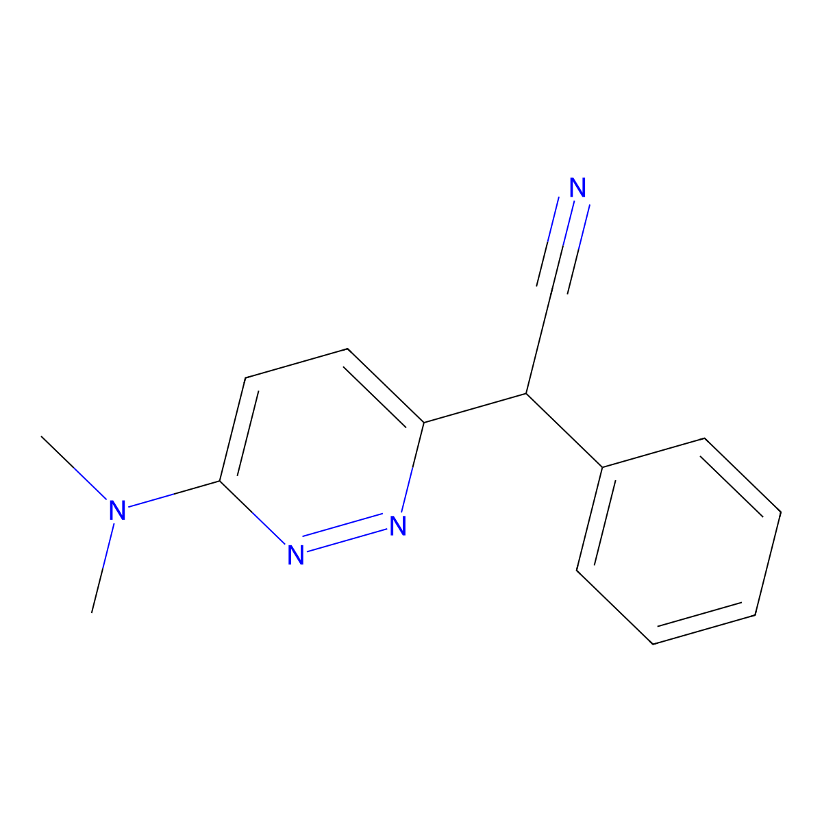 2-[6-(Dimethylamino)-3-pyridazinyl]-2-phenylacetonitrile molecular structure, CAS 303997-53-7