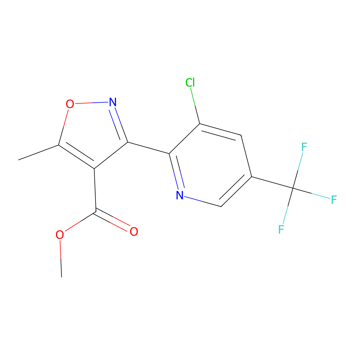 Methyl 3-[3-chloro-5-(trifluoromethyl)pyridin-2-yl]-5-methyl-1,2-oxazole-4-carboxylate molecular structure, CAS 303997-60-6
