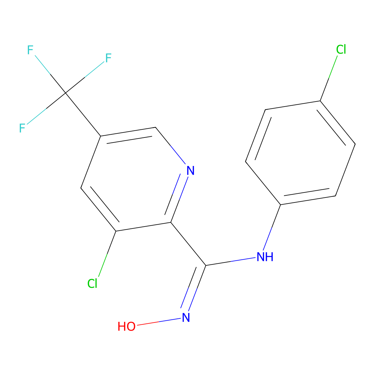 3-chloro-N-(4-chlorophenyl)-N'-hydroxy-5-(trifluoromethyl)-2-pyridinecarboximidamide molecular structure, CAS 303997-64-0
